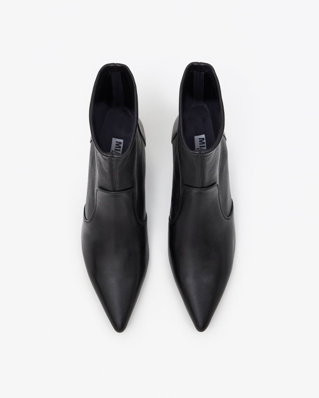 Bottines en cuir stretch noir à petit talon et bout pointu Ophelia Low Black Calf