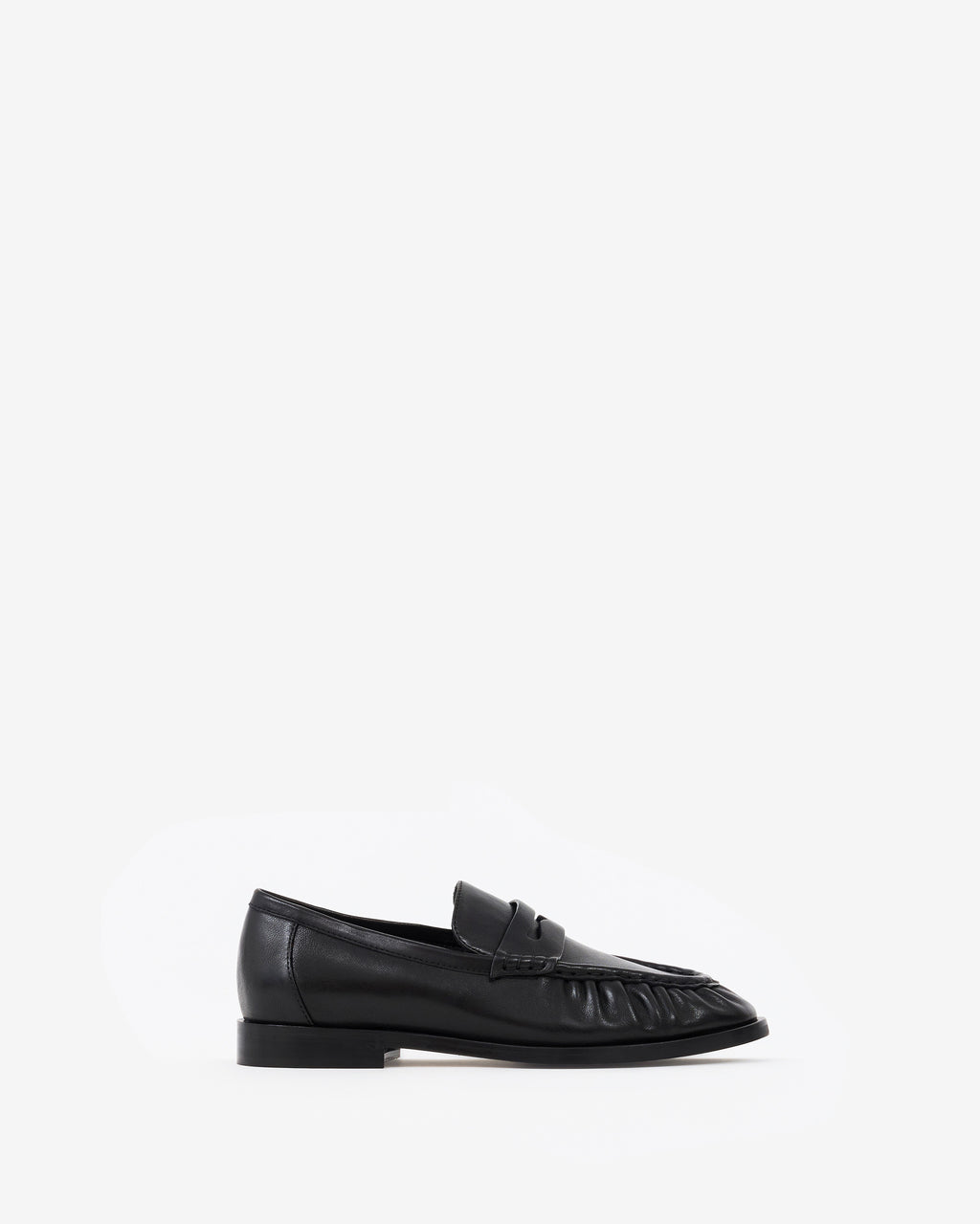 Mocassins plissé en cuir noir Orso Black
