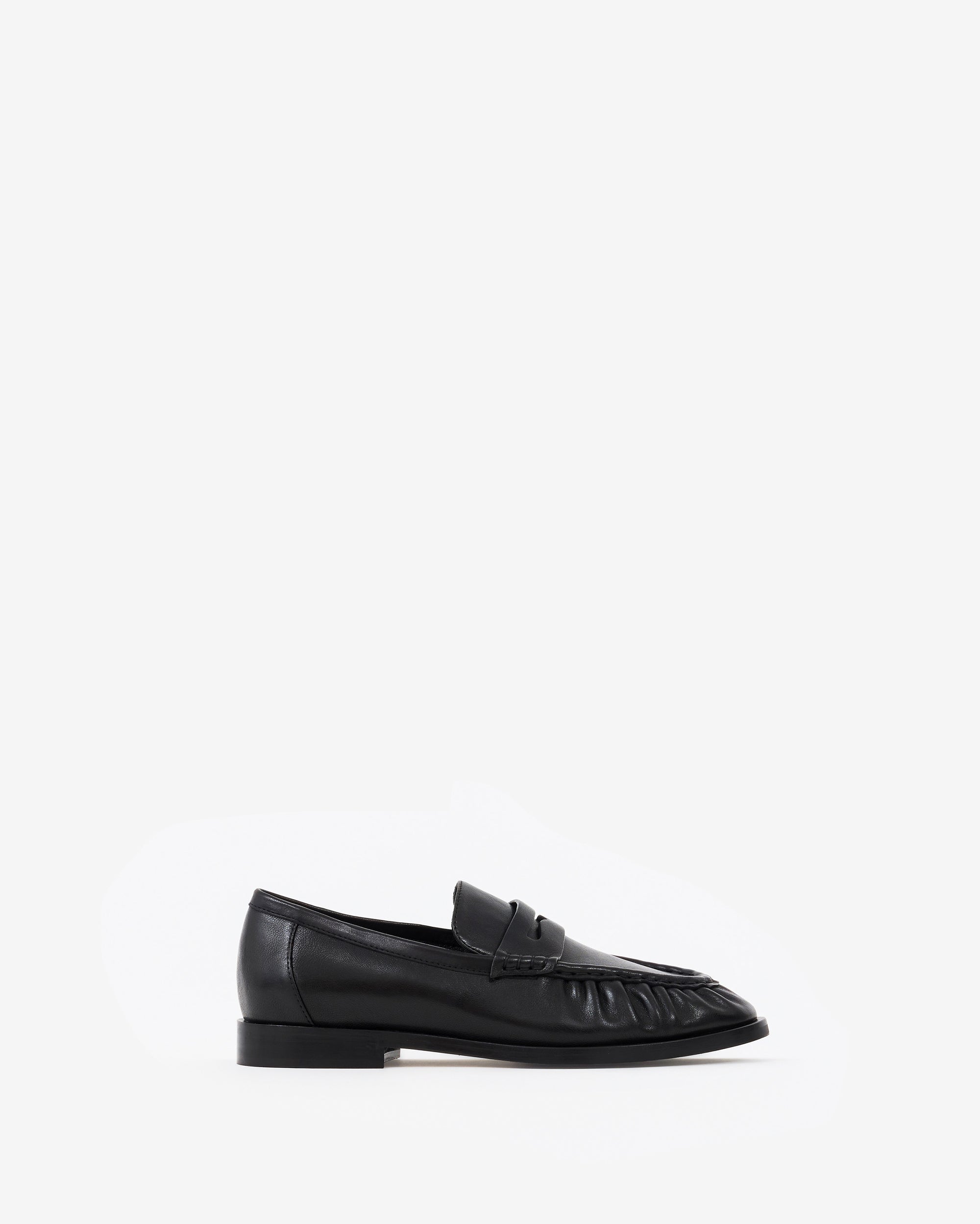 Mocassins plissé en cuir noir Orso Black