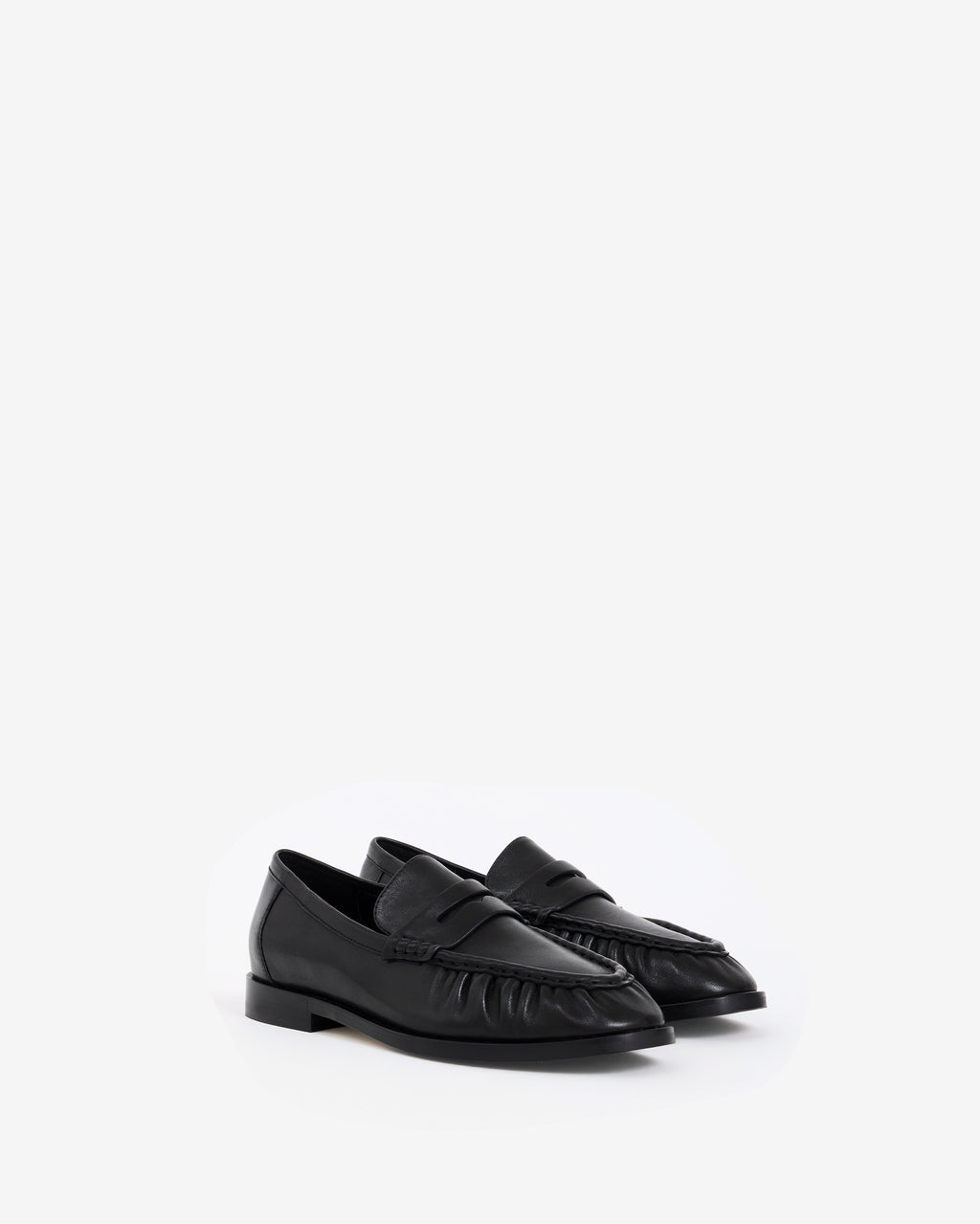 Mocassins plissé en cuir noir Orso Black