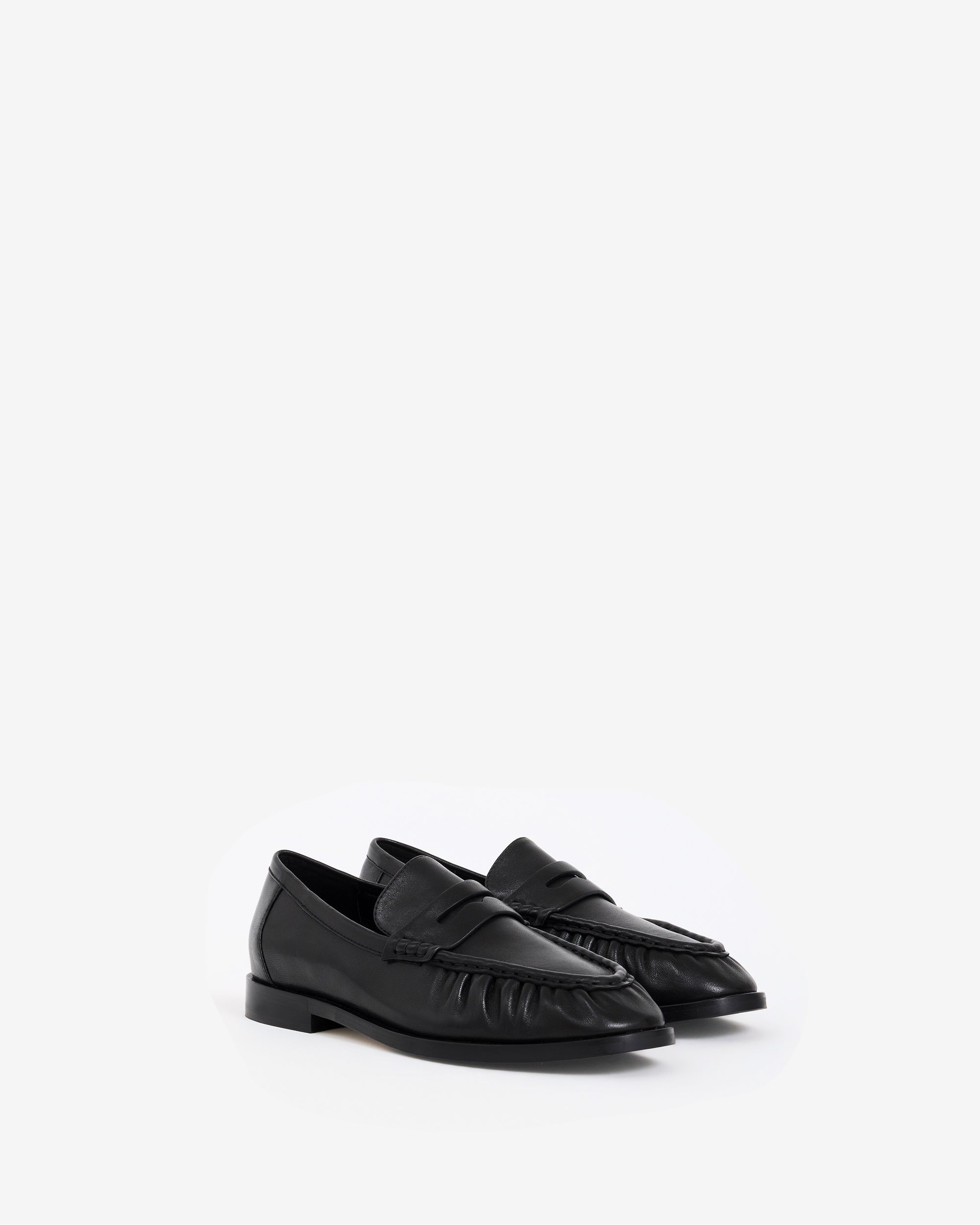 Mocassins plissé en cuir noir Orso Black