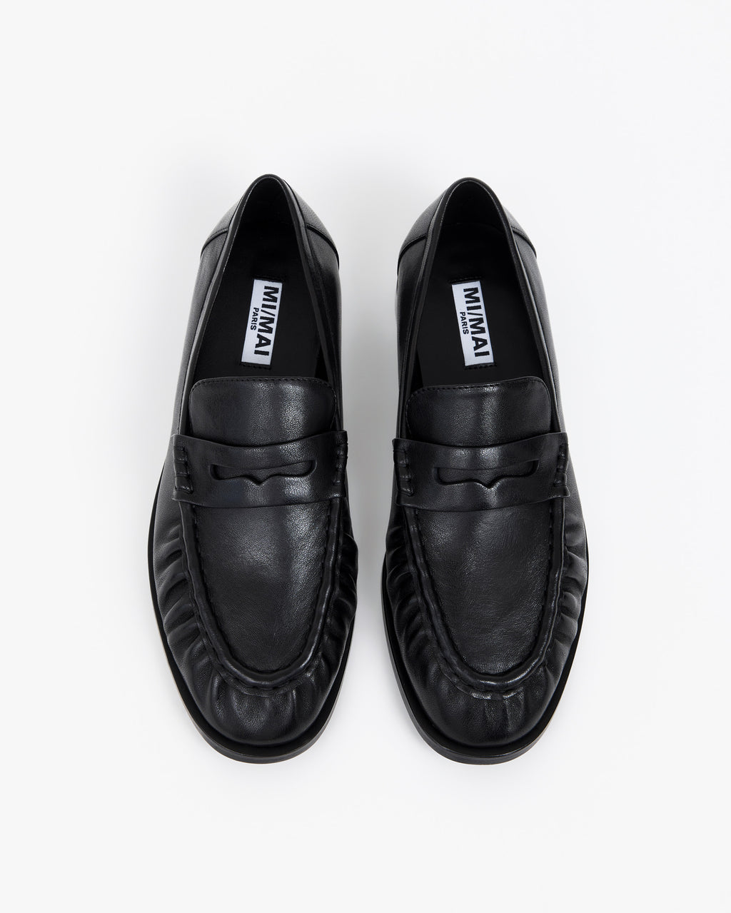 Mocassins plissé en cuir noir Orso Black