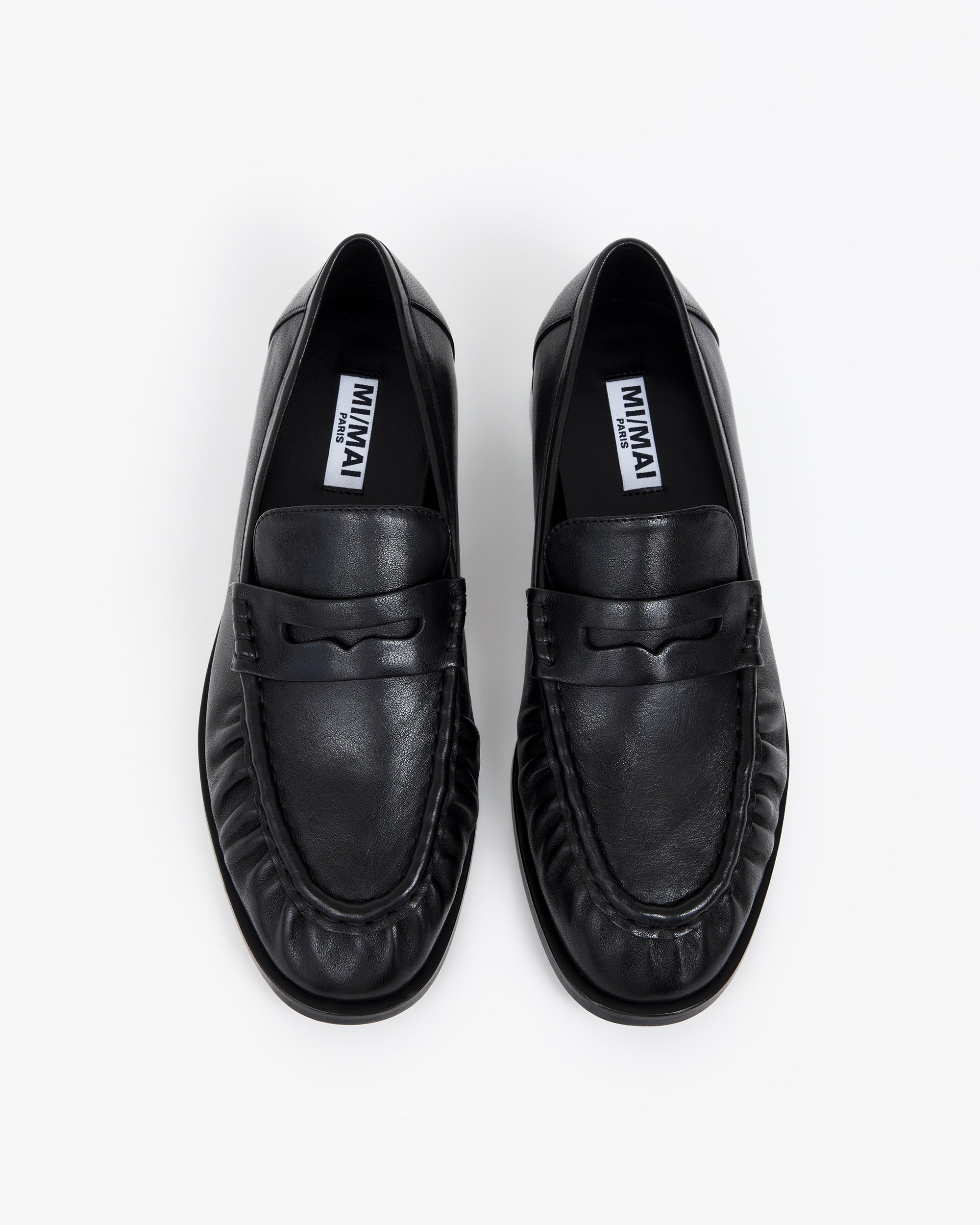 Mocassins plissé en cuir noir Orso Black