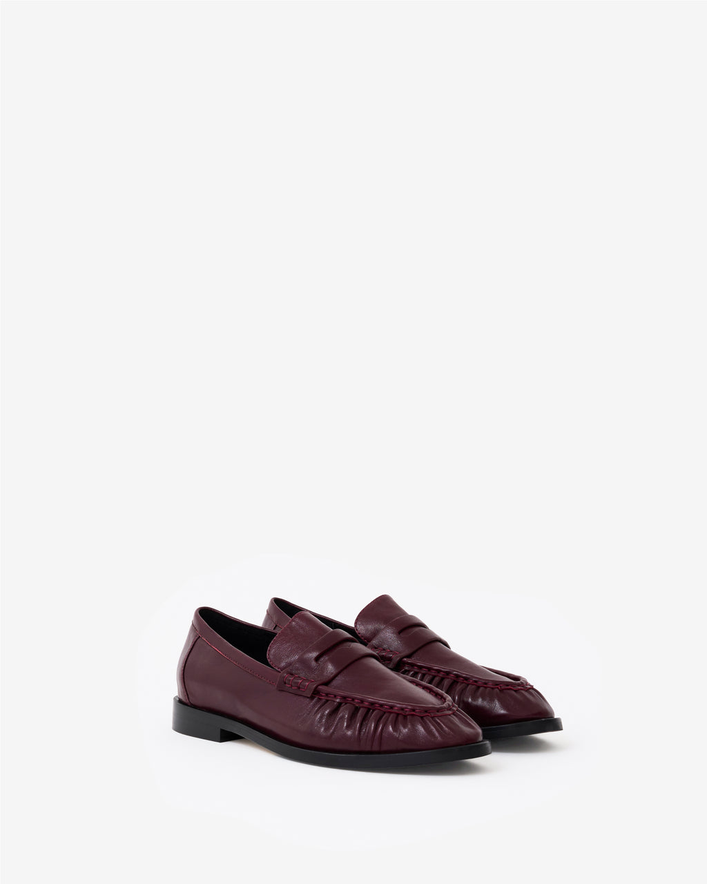 Mocassins plissé en cuir bordeaux Orso Burgundy