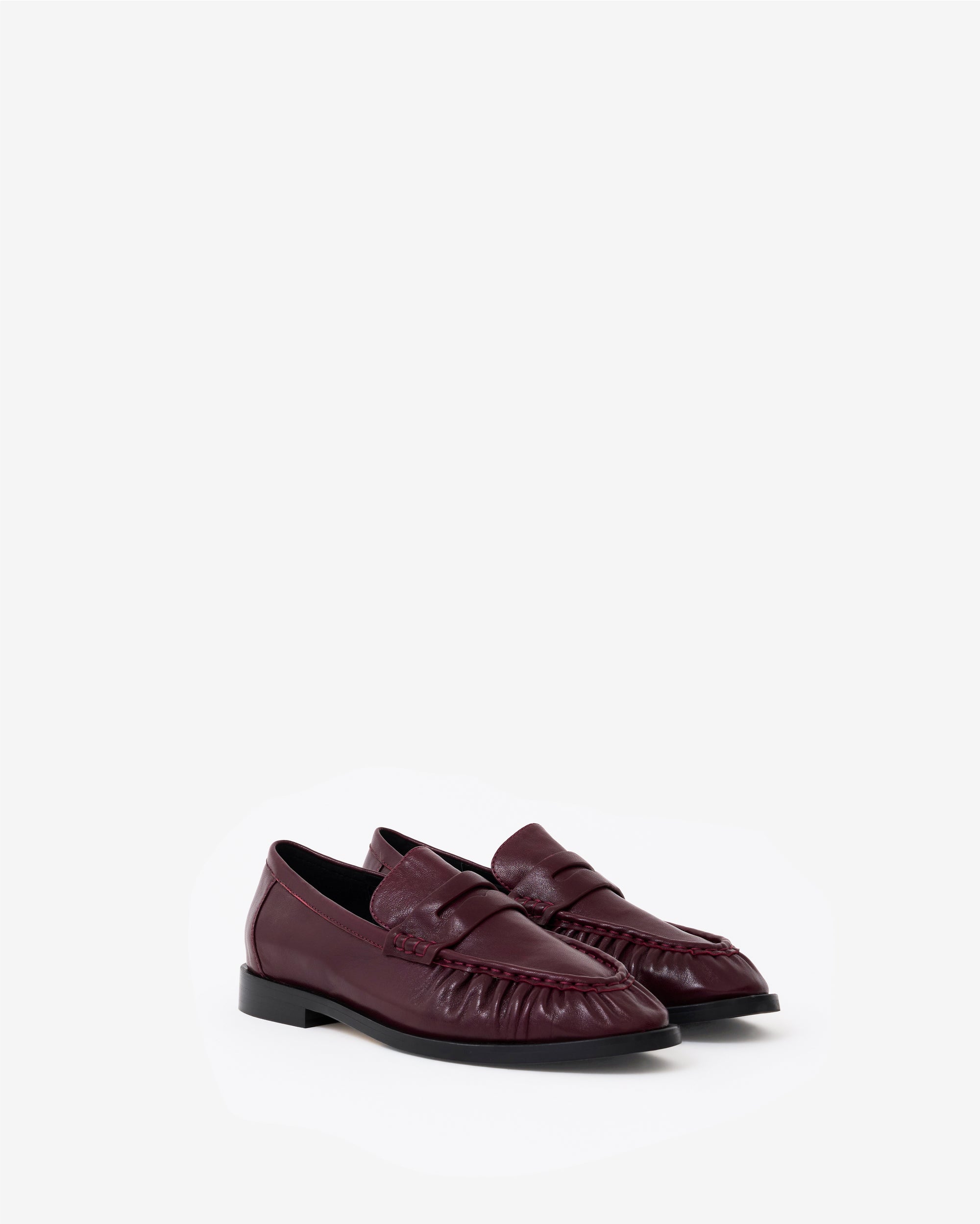 Mocassins plissé en cuir bordeaux Orso Burgundy