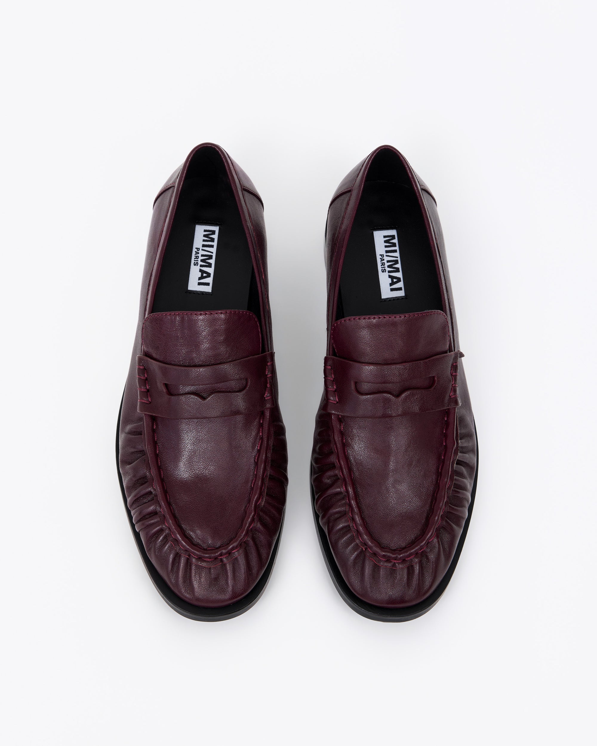 Mocassins plissé en cuir bordeaux Orso Burgundy