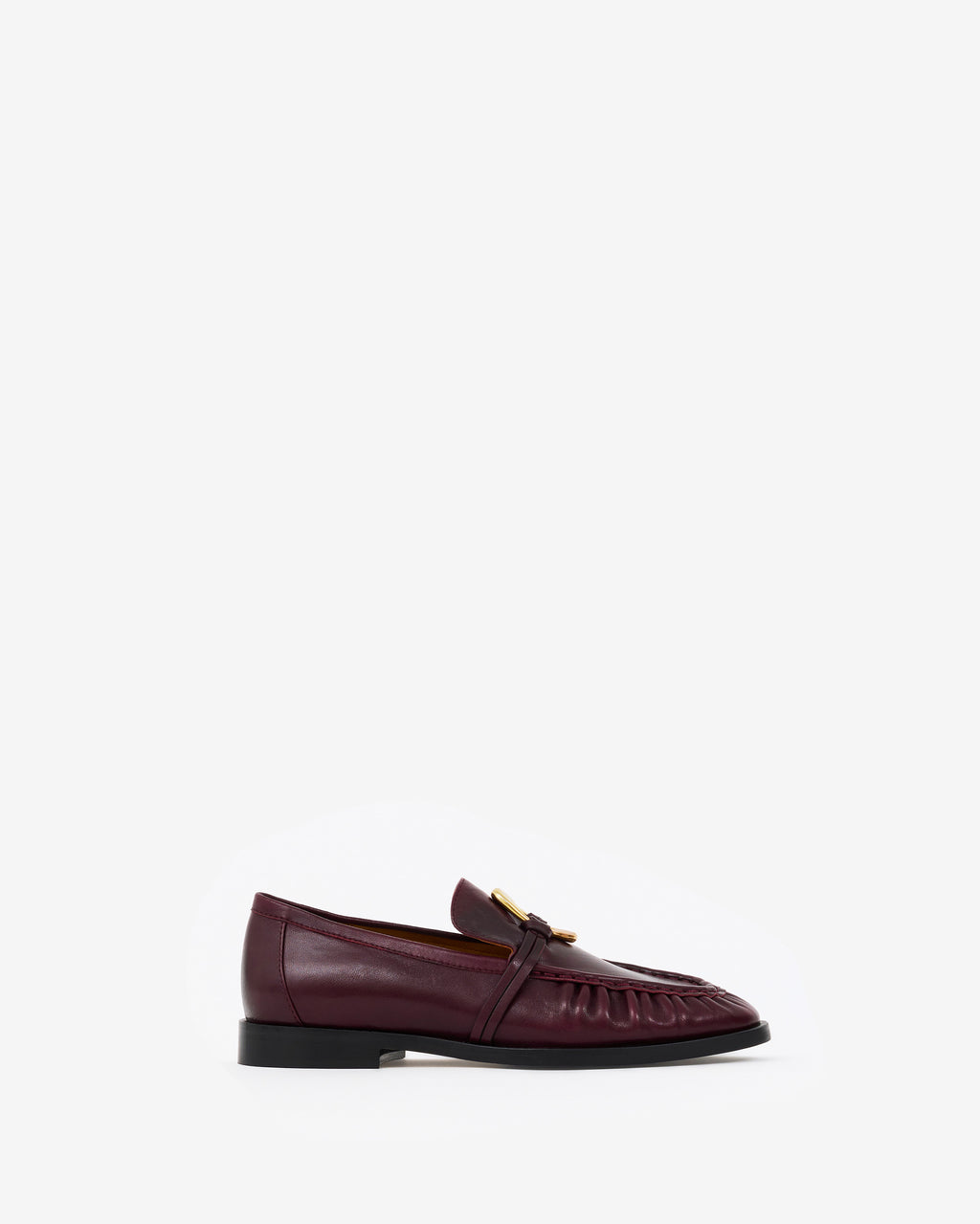 Mocassins plissé en cuir bordeaux à ornement bijou doré Orso Burgundy Melt