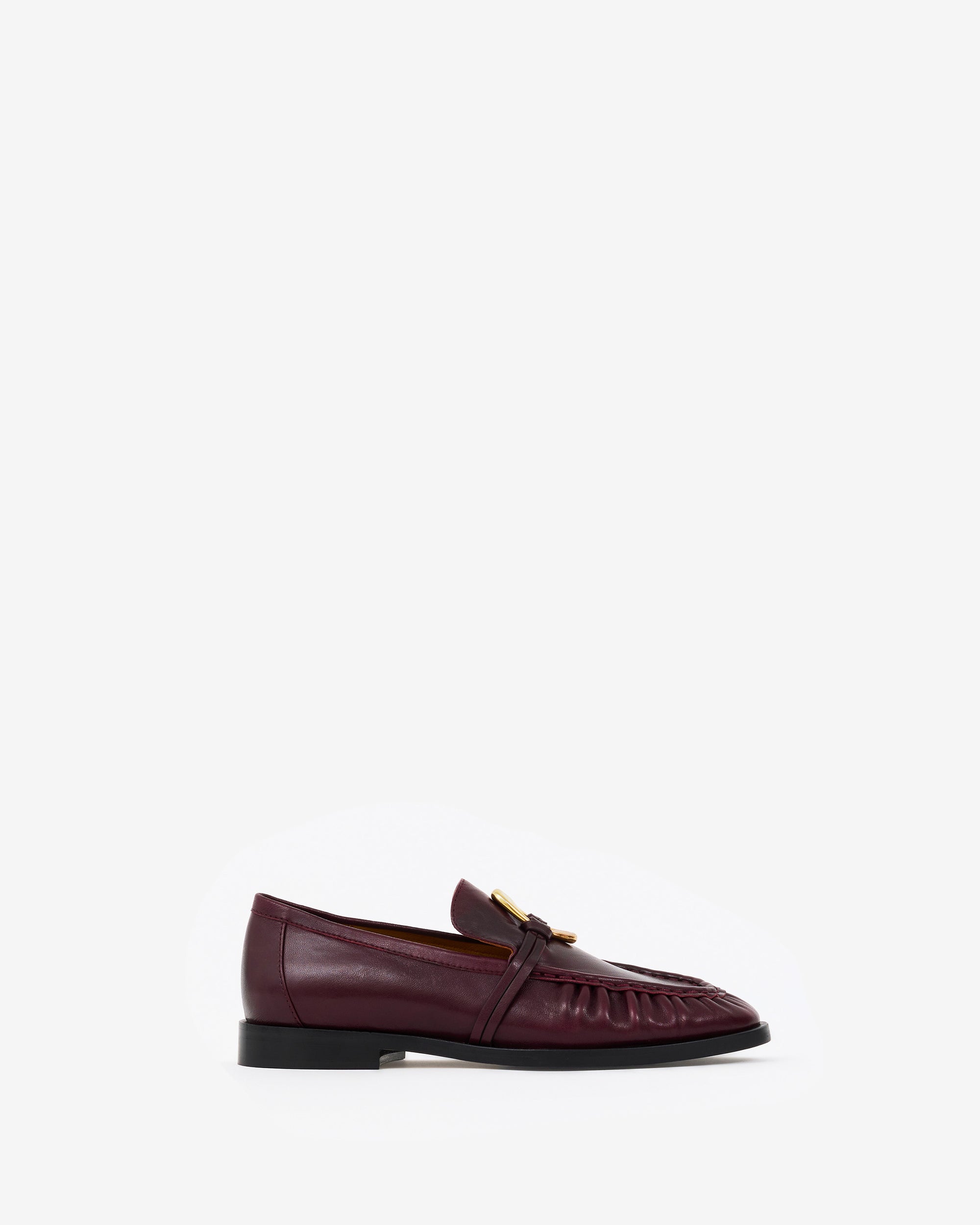 Mocassins plissé en cuir bordeaux à ornement bijou doré Orso Burgundy Melt