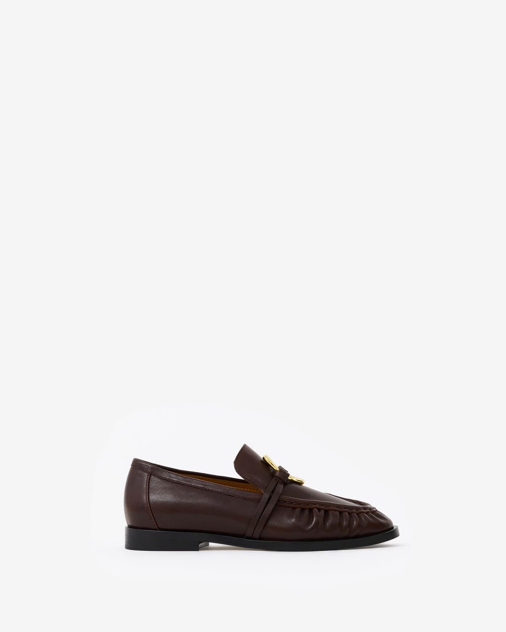 Mocassins plissé en cuir chocolat à ornement bijou doré Orso Chocolate Melt