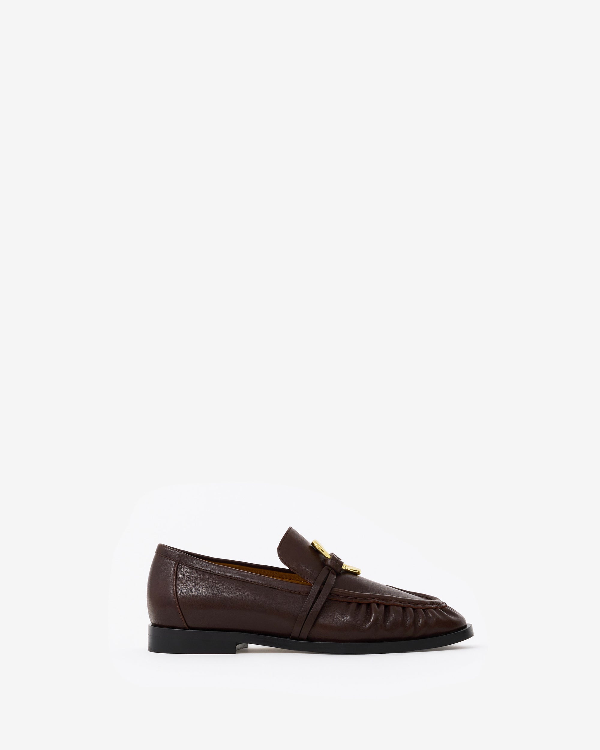 Mocassins plissé en cuir chocolat à ornement bijou doré Orso Chocolate Melt
