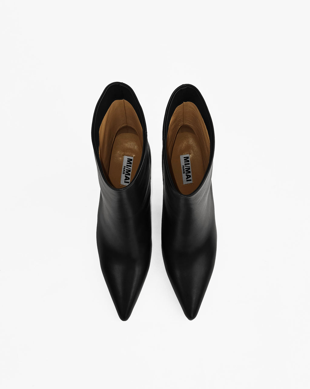 Bottines en cuir noir à talon et bout pointu Osval Black
