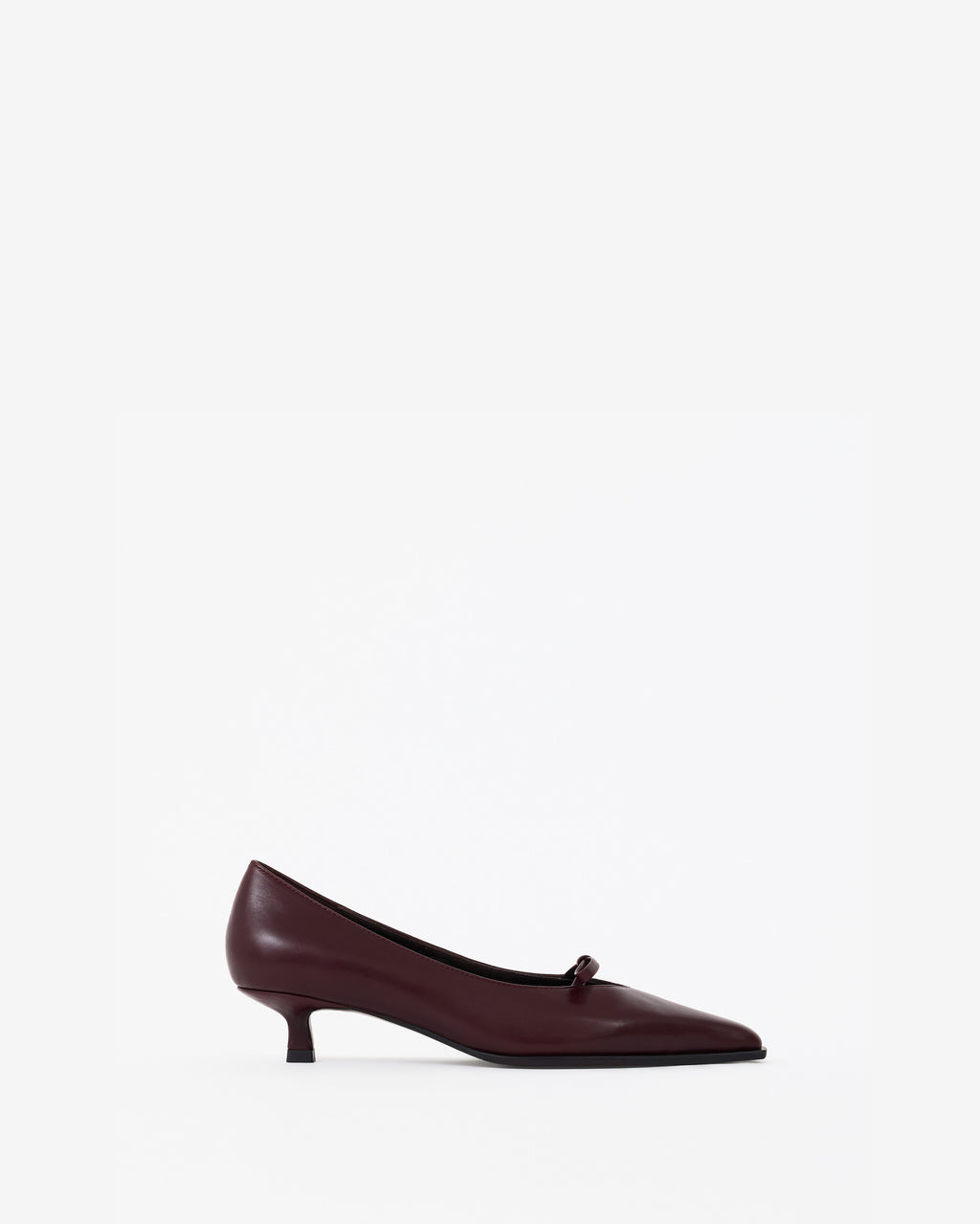 Escarpin à bout pointu, ornement nœud et petit talon bobine en cuir bordeaux Preston Burgundy