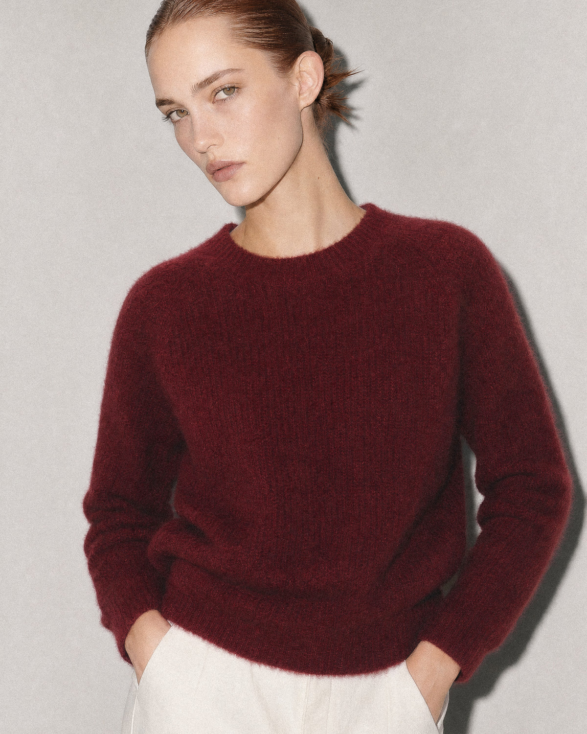PULL COL ROND EN MAILLE DE RACCOON MARLY RED