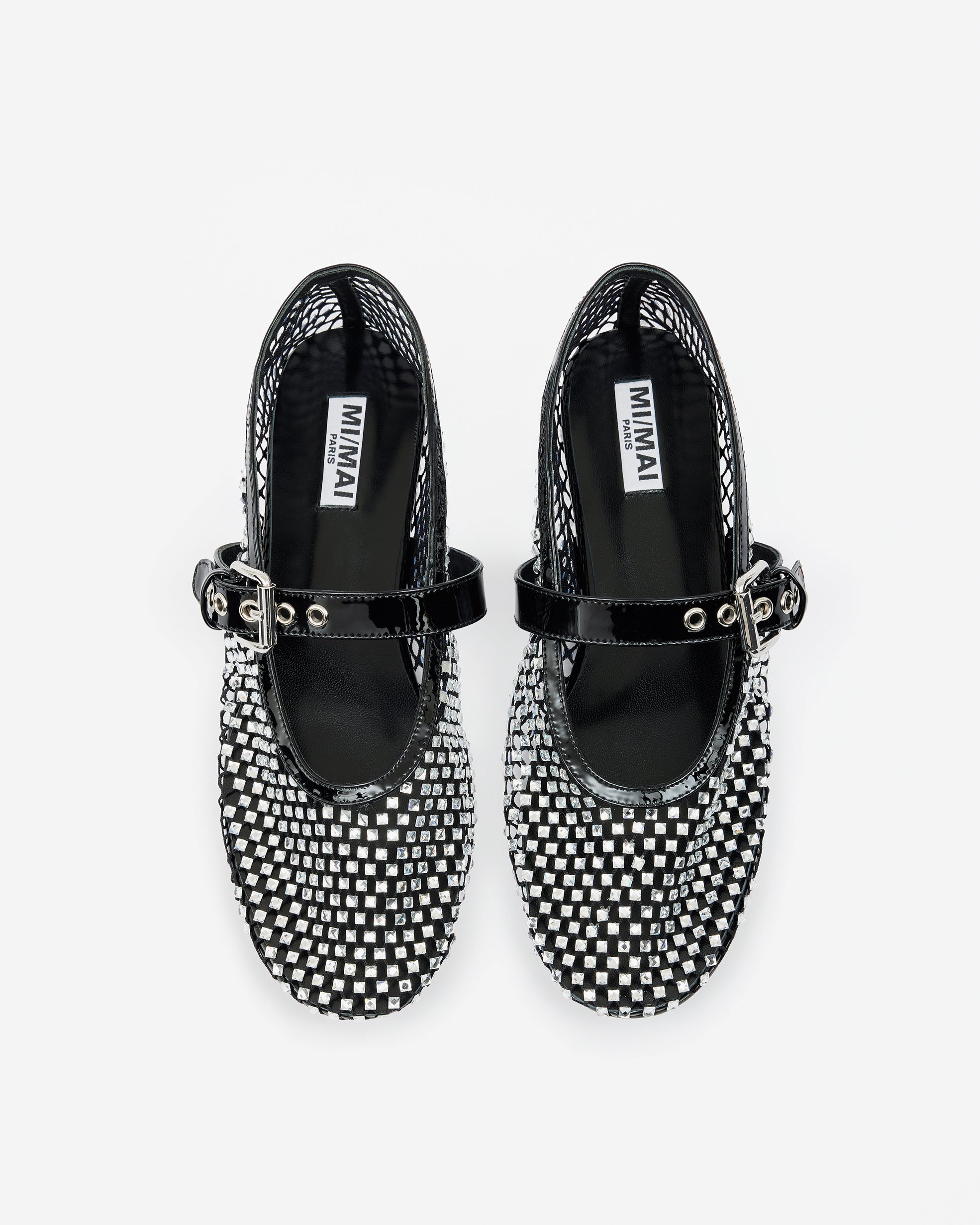 Ballerine à bride babies en résille et strass Romy White Crystals