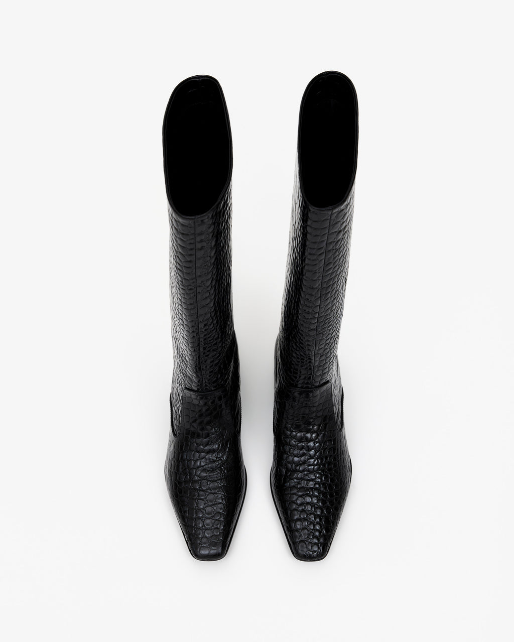 Bottes cavalières en cuir noir façon croco Sargent Black Croc