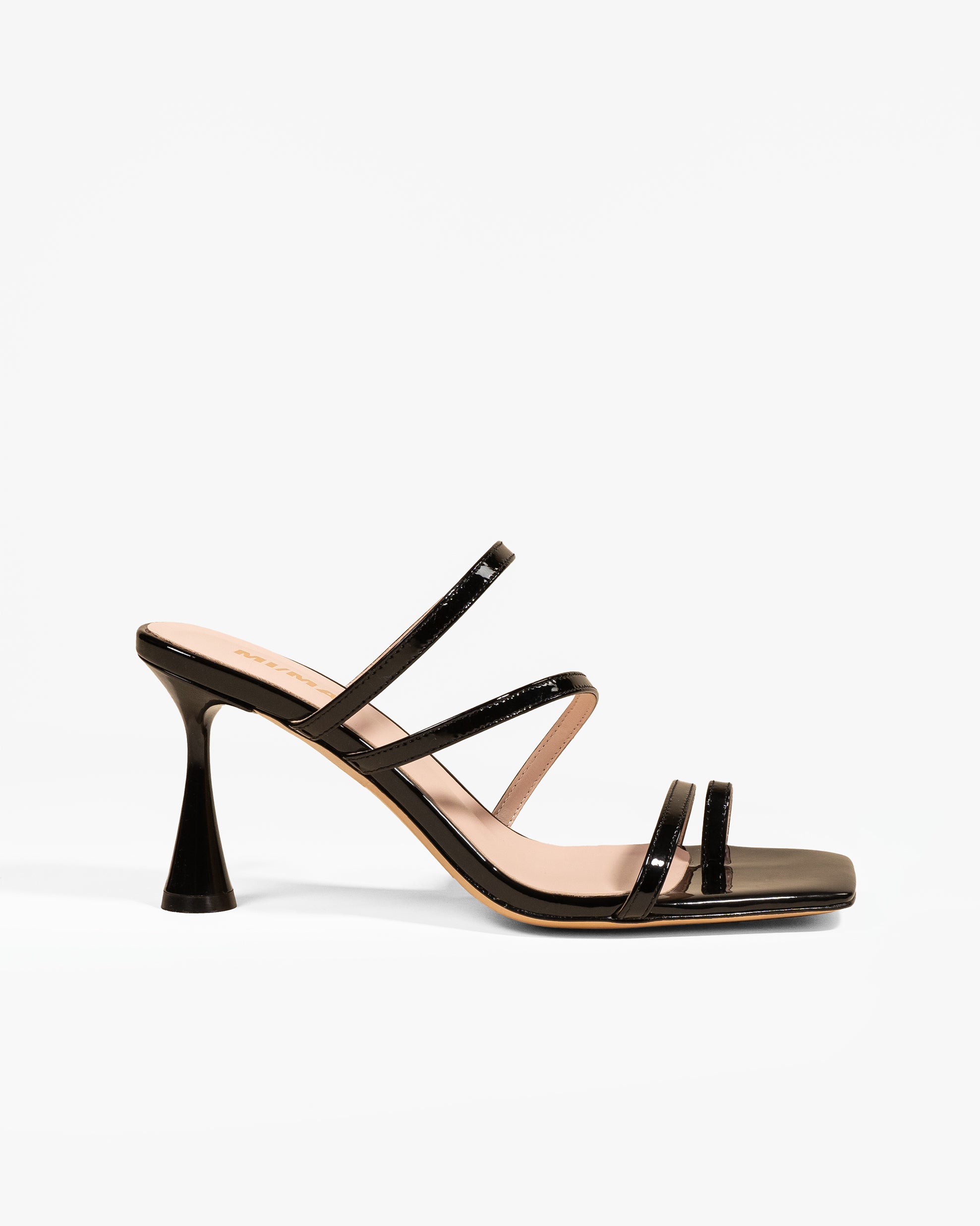 Sorento Black Patent black patent leather square-toe strap sandal