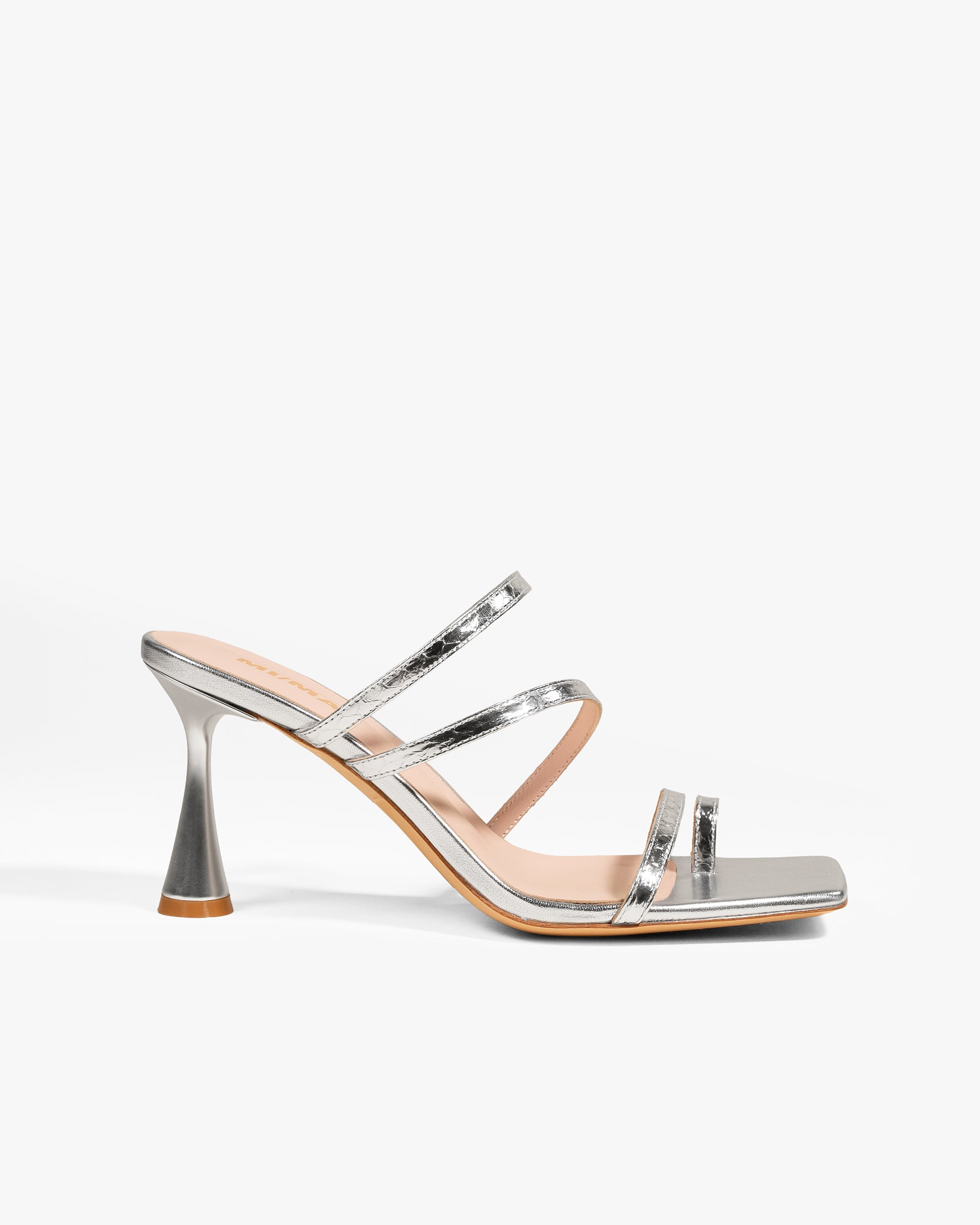 Silver Snake square-toe strappy sandal