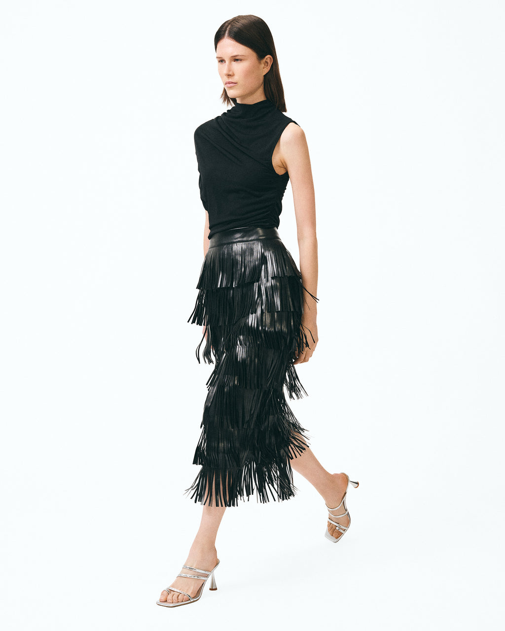 Sandale à bride et bout carré en cuir serpent argenté Sorento Silver Snake