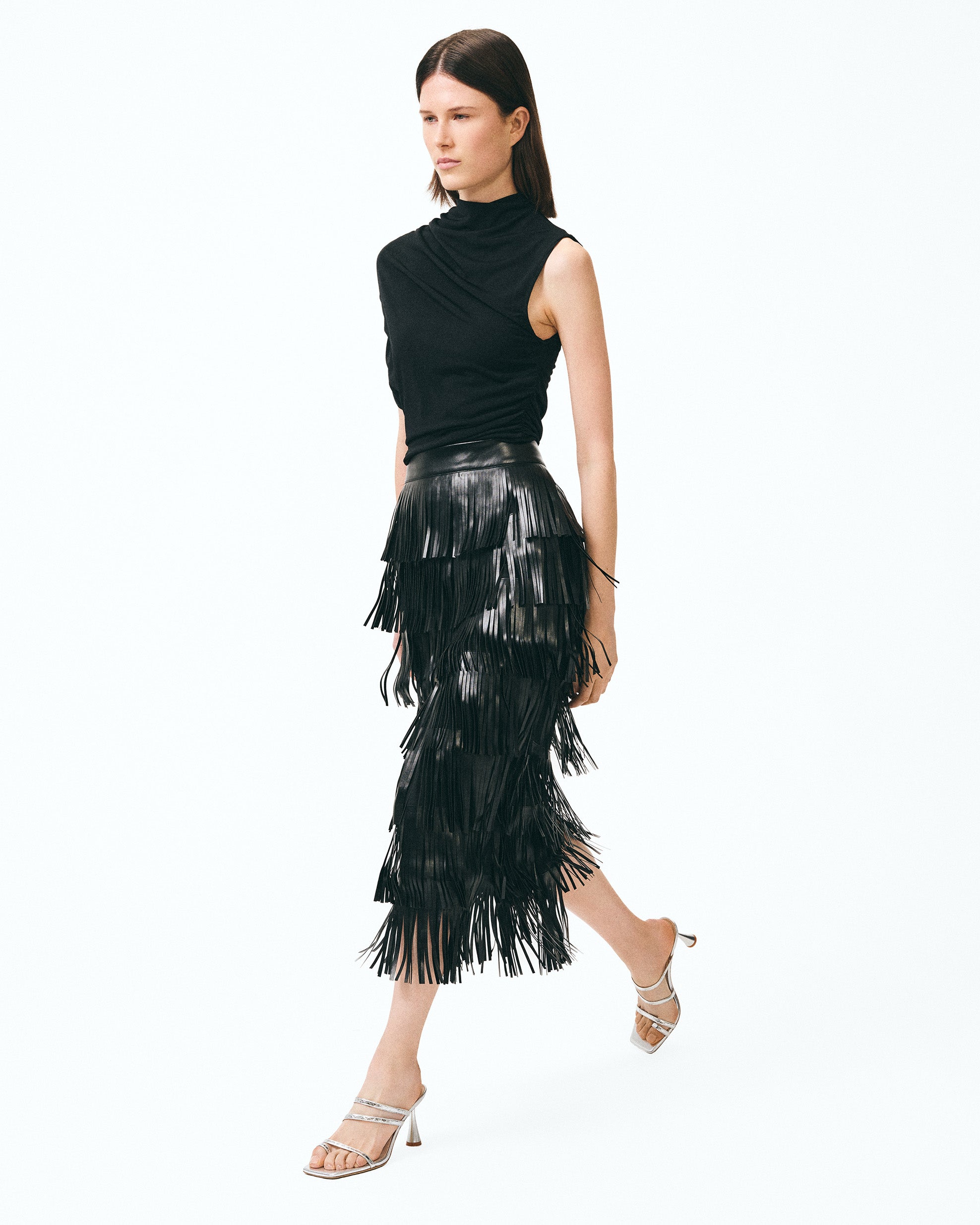 Silver Snake square-toe strappy sandal