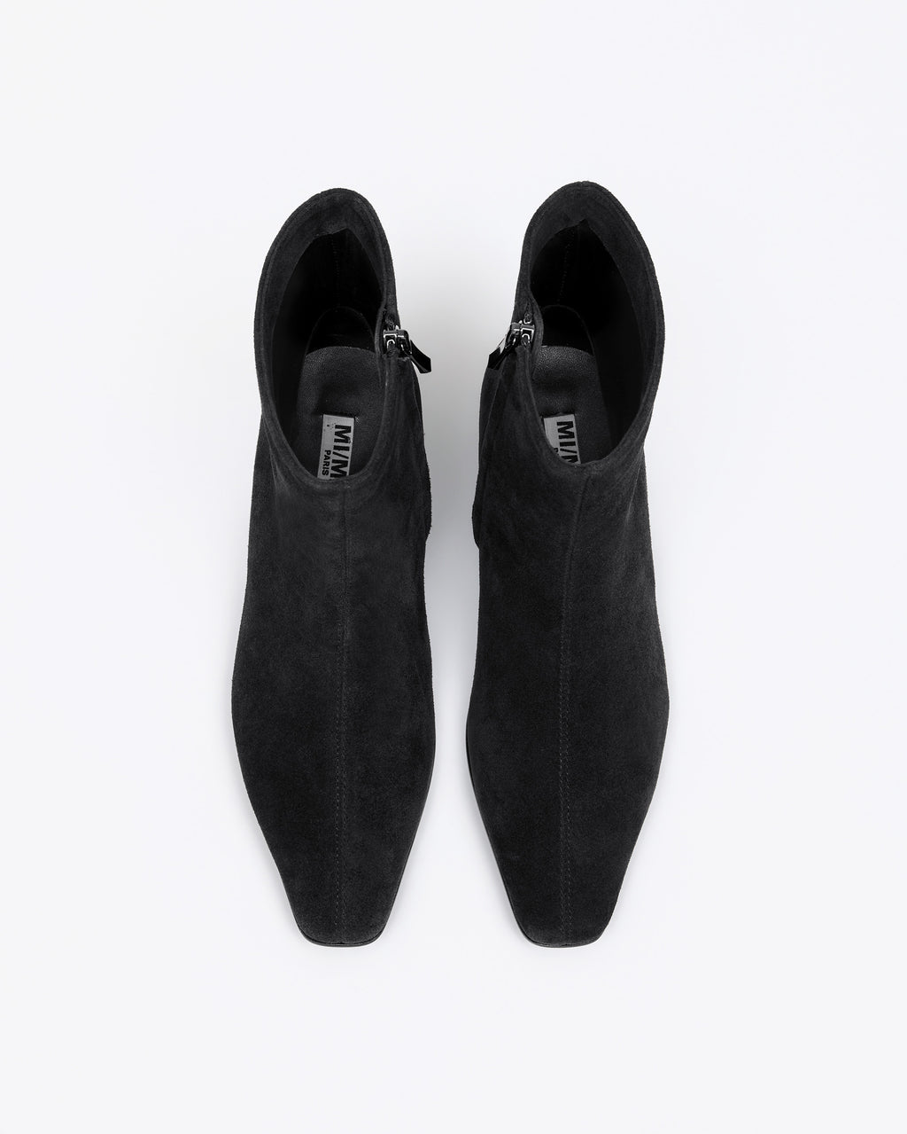 Bottines à petit talon en daim chocolat Tamy Black Suede