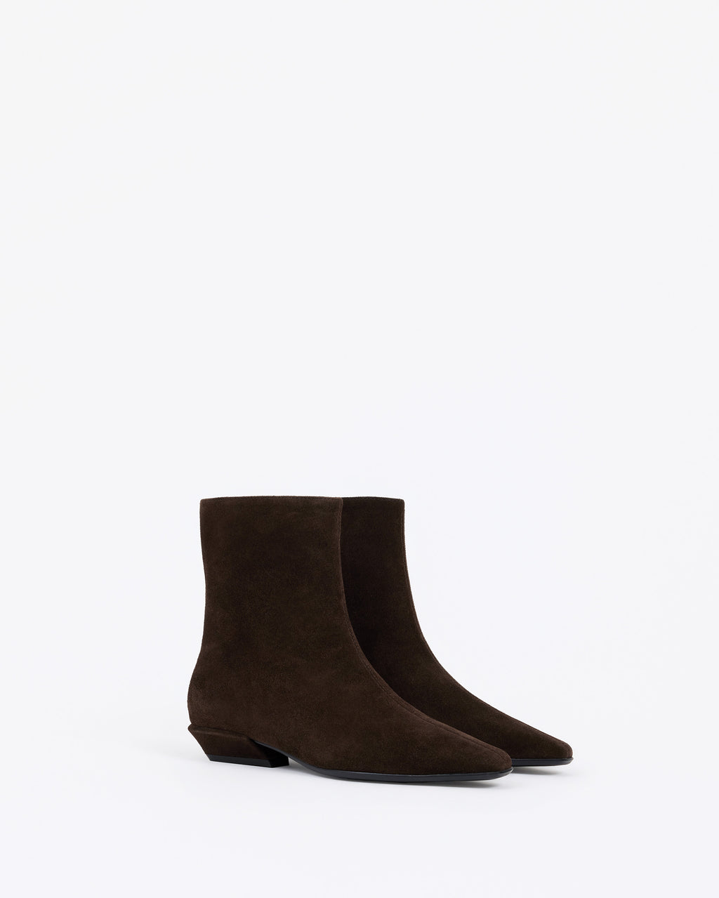 Bottines à petit talon en daim chocolat Tamy Chocolate Suede