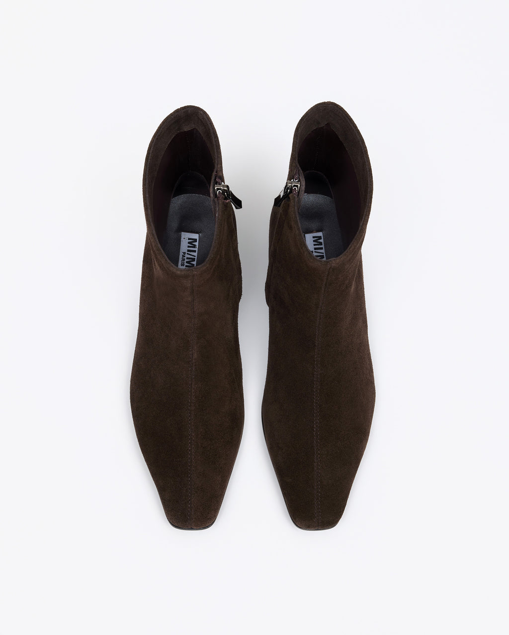 Bottines à petit talon en daim chocolat Tamy Chocolate Suede