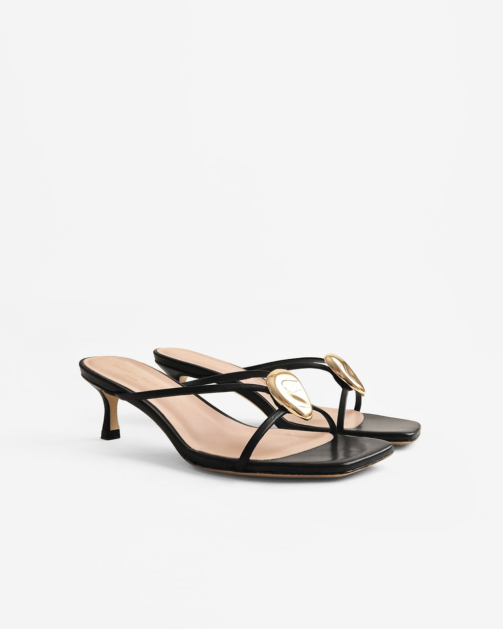 Mules à brides en cuir doré et accessoires interchangeables Lagos Black