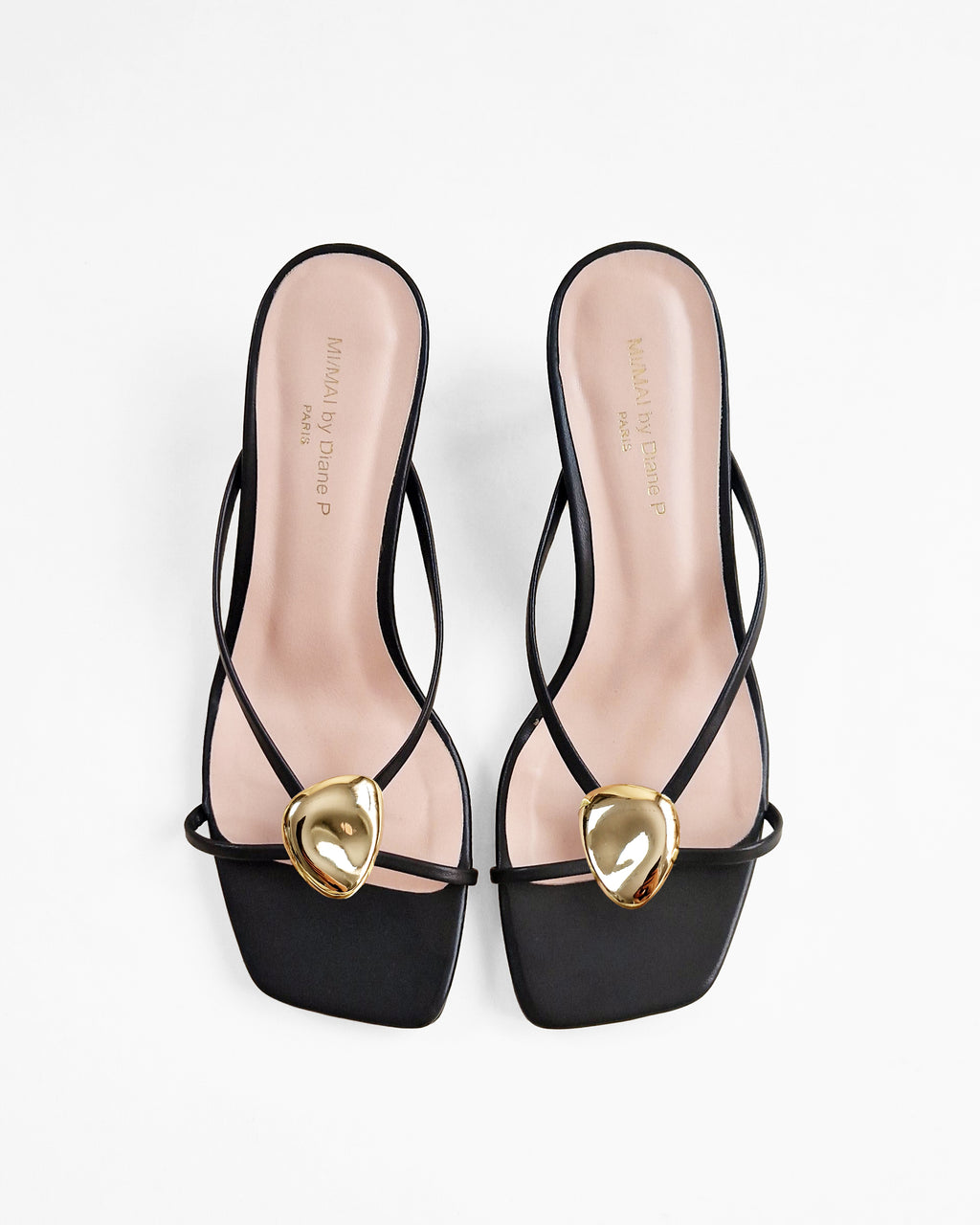 Mules à brides en cuir doré et accessoires interchangeables Lagos Black