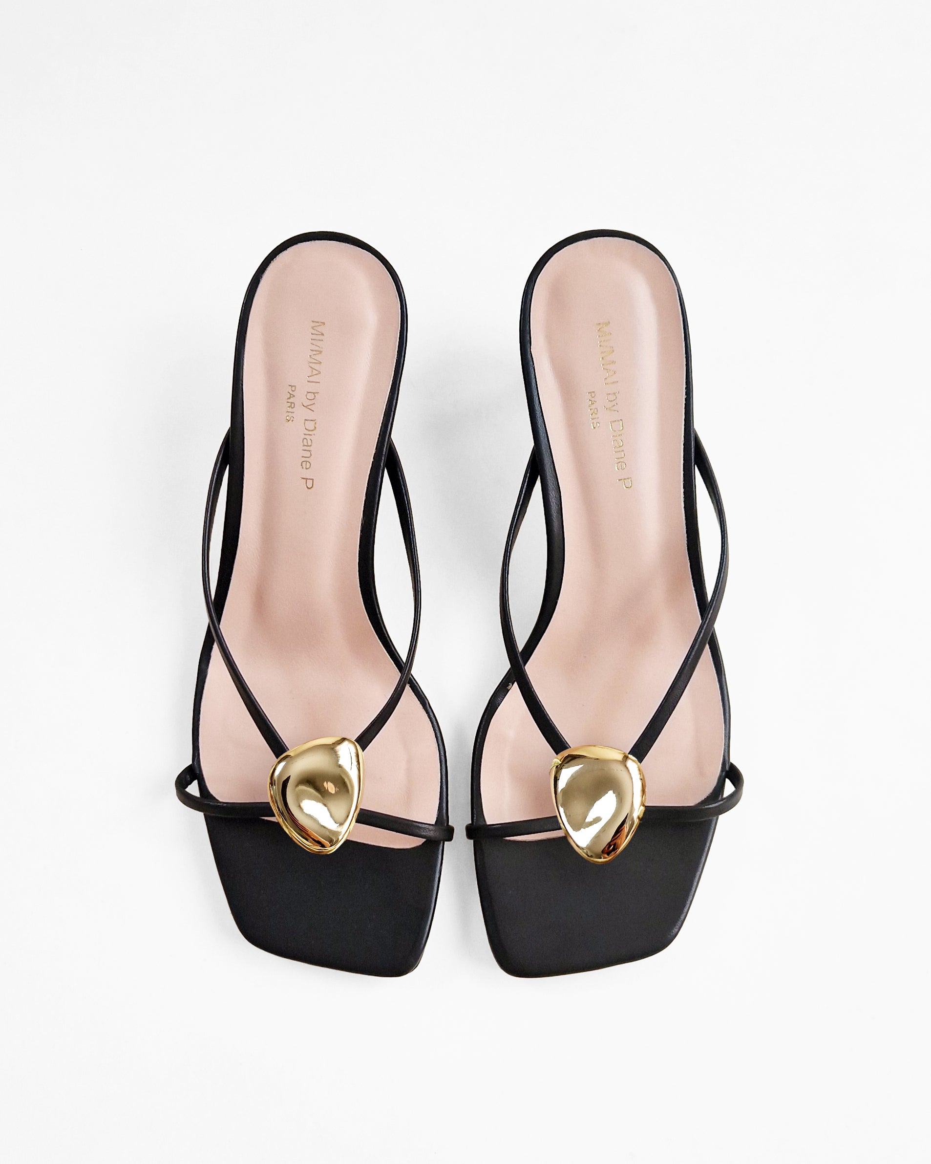 Mules à brides en cuir doré et accessoires interchangeables Lagos Black