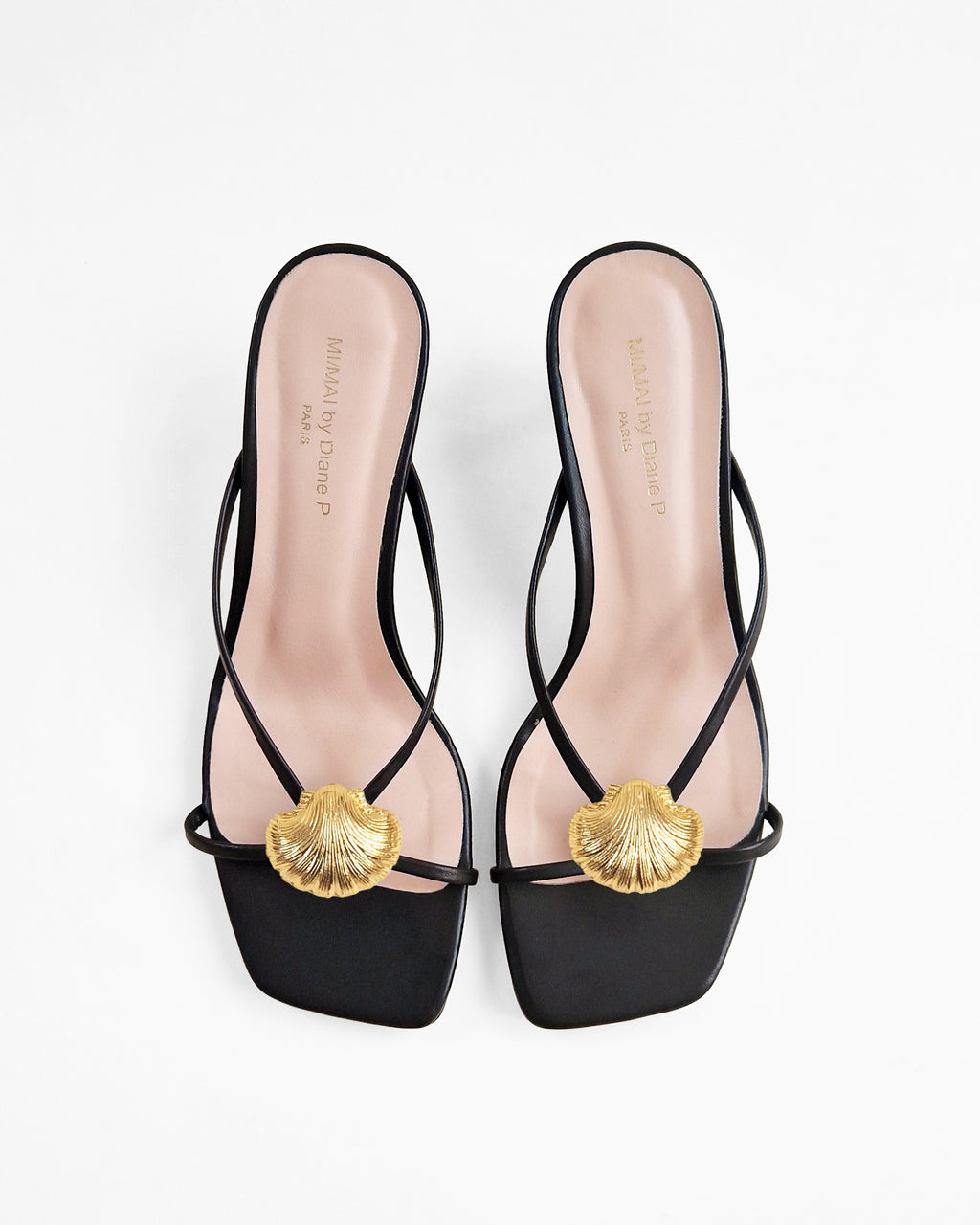 Mules à brides en cuir doré et accessoires interchangeables Lagos Black