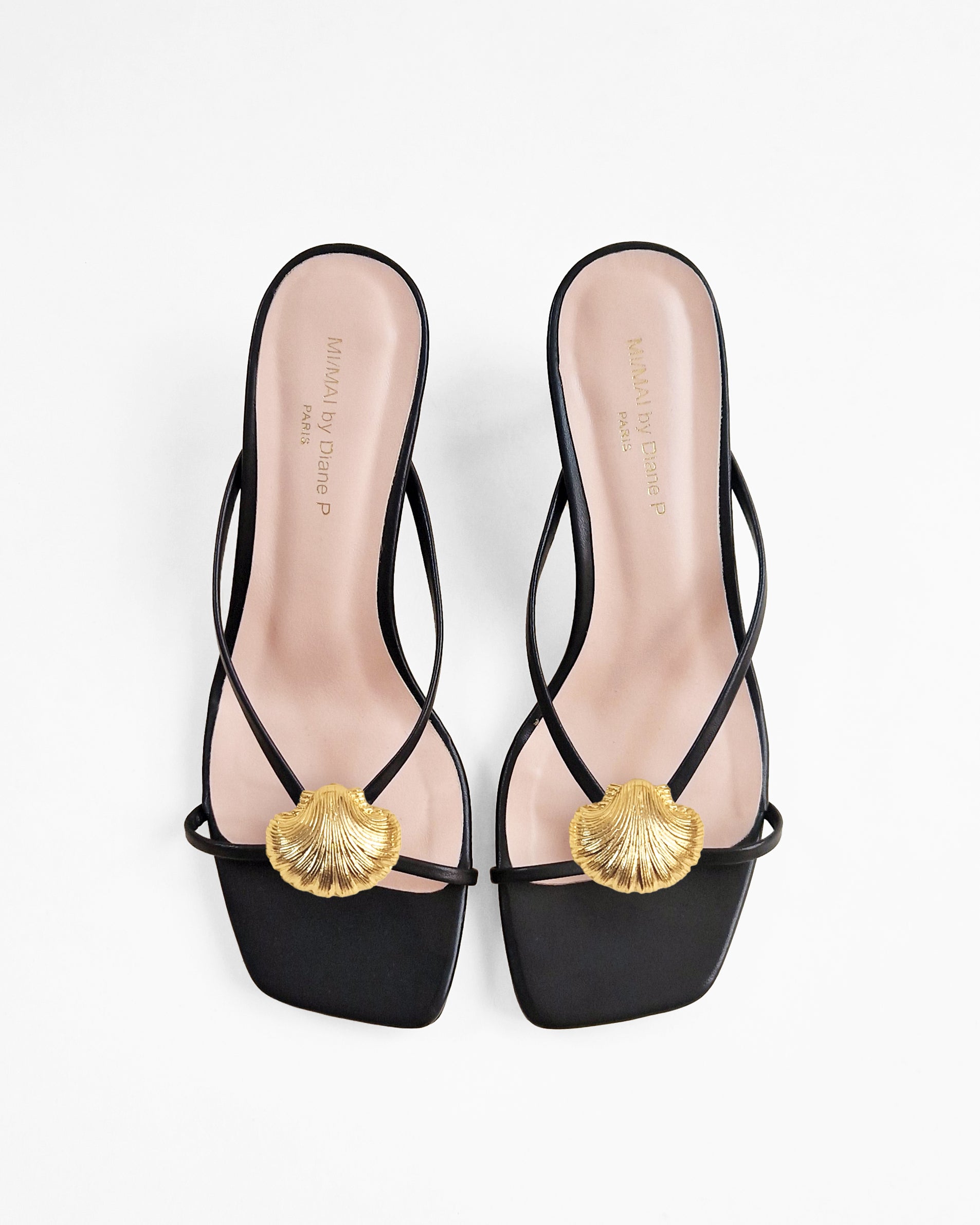 Mules à brides en cuir doré et accessoires interchangeables Lagos Black