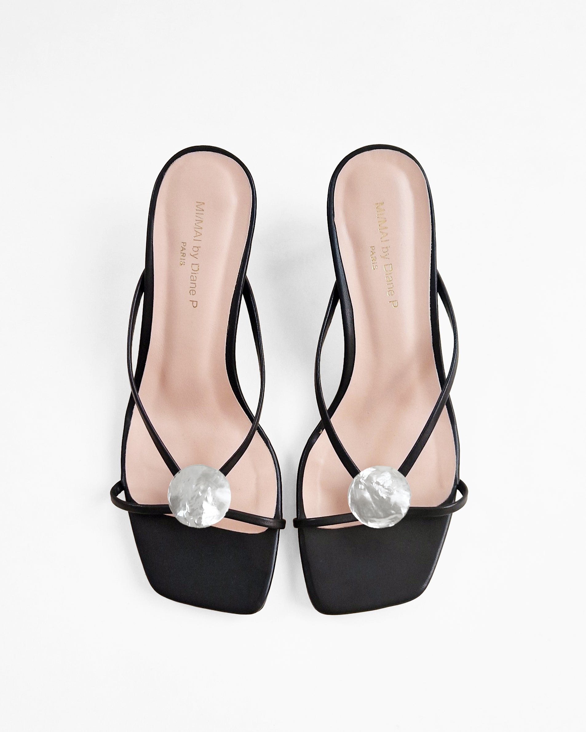 Mules à brides en cuir doré et accessoires interchangeables Lagos Black
