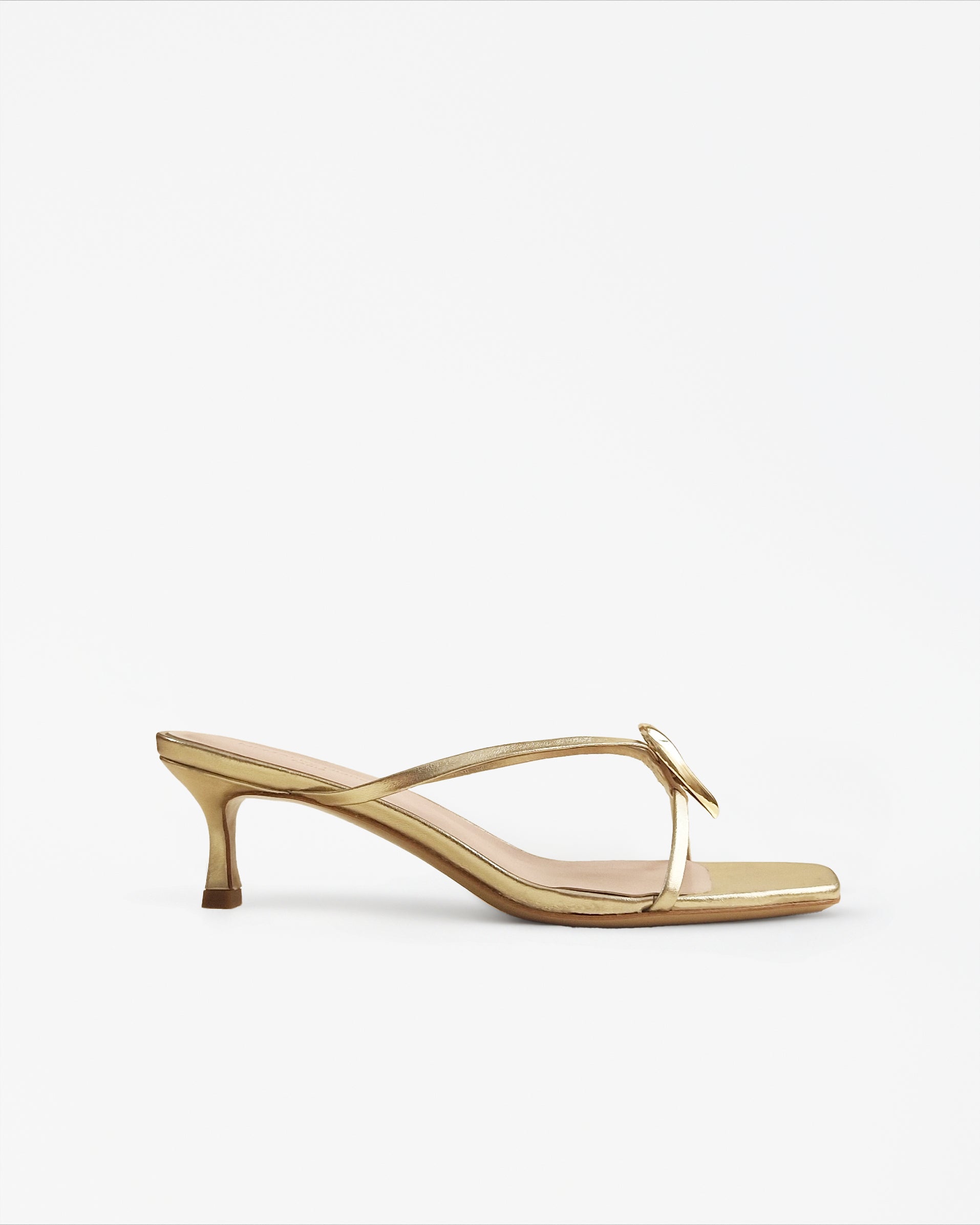 Mules à brides en cuir doré et accessoires interchangeables Lagos Gold