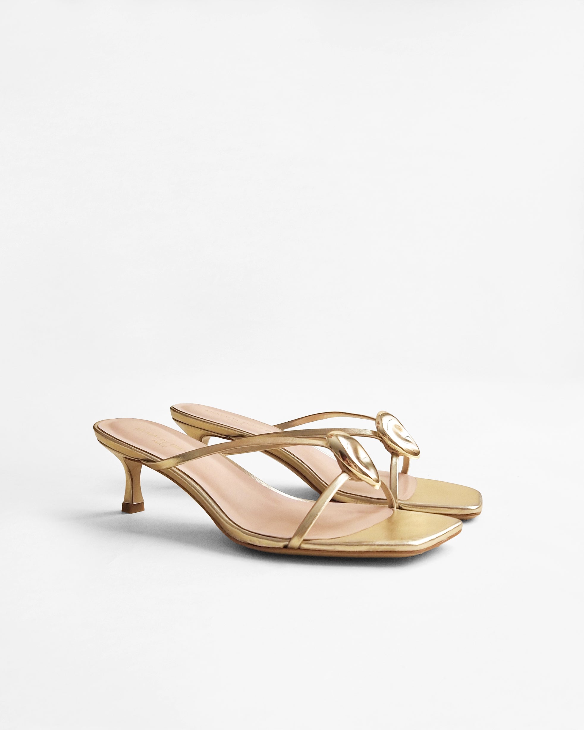 Mules à brides en cuir doré et accessoires interchangeables Lagos Gold