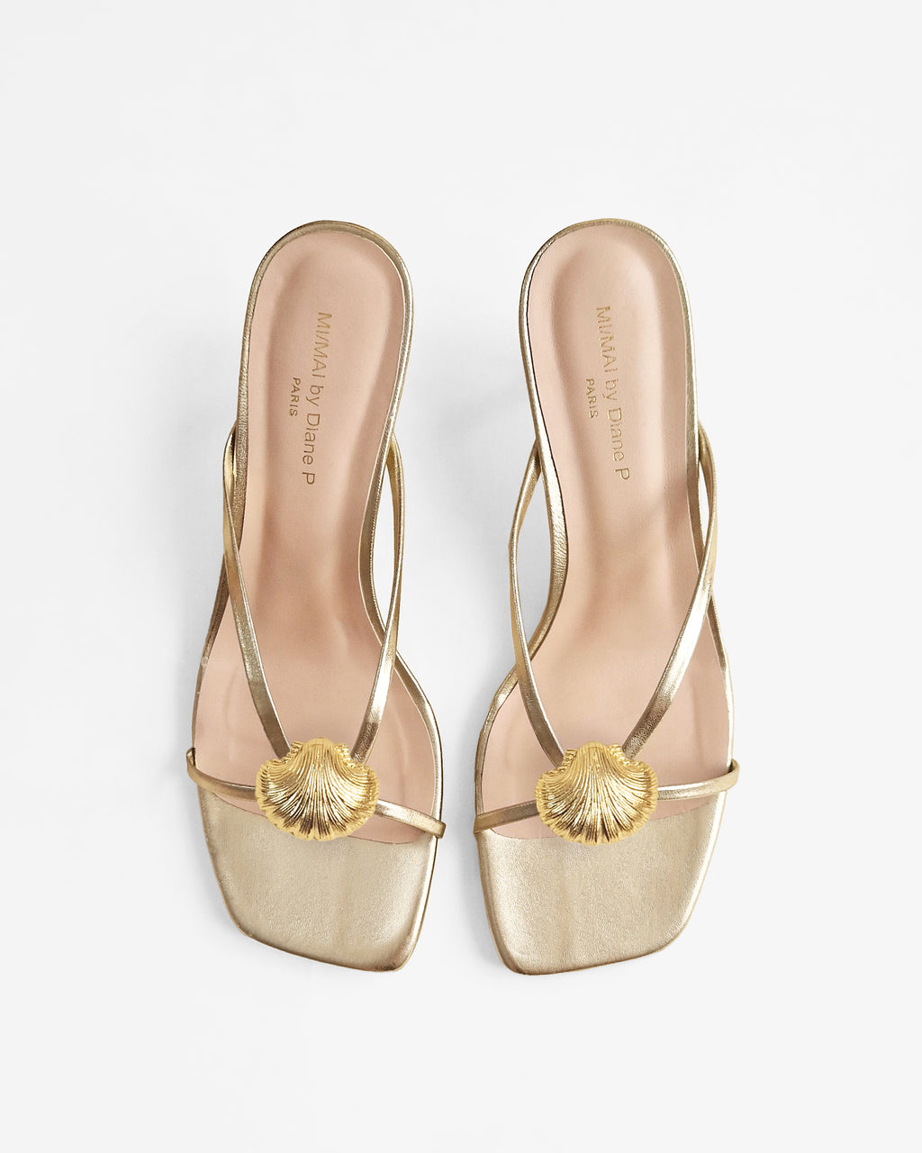 Mules à brides en cuir doré et accessoires interchangeables Lagos Gold