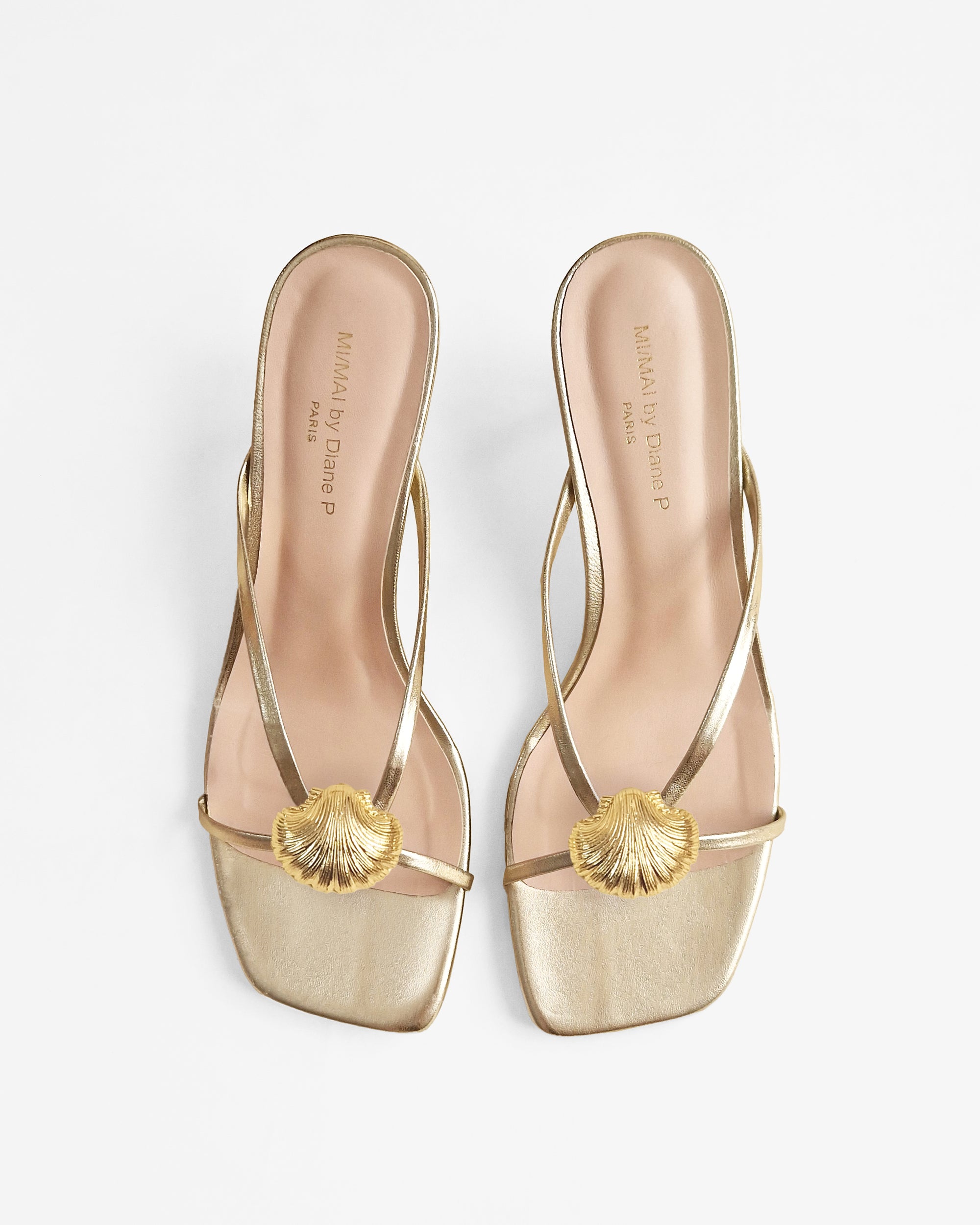 Mules à brides en cuir doré et accessoires interchangeables Lagos Gold