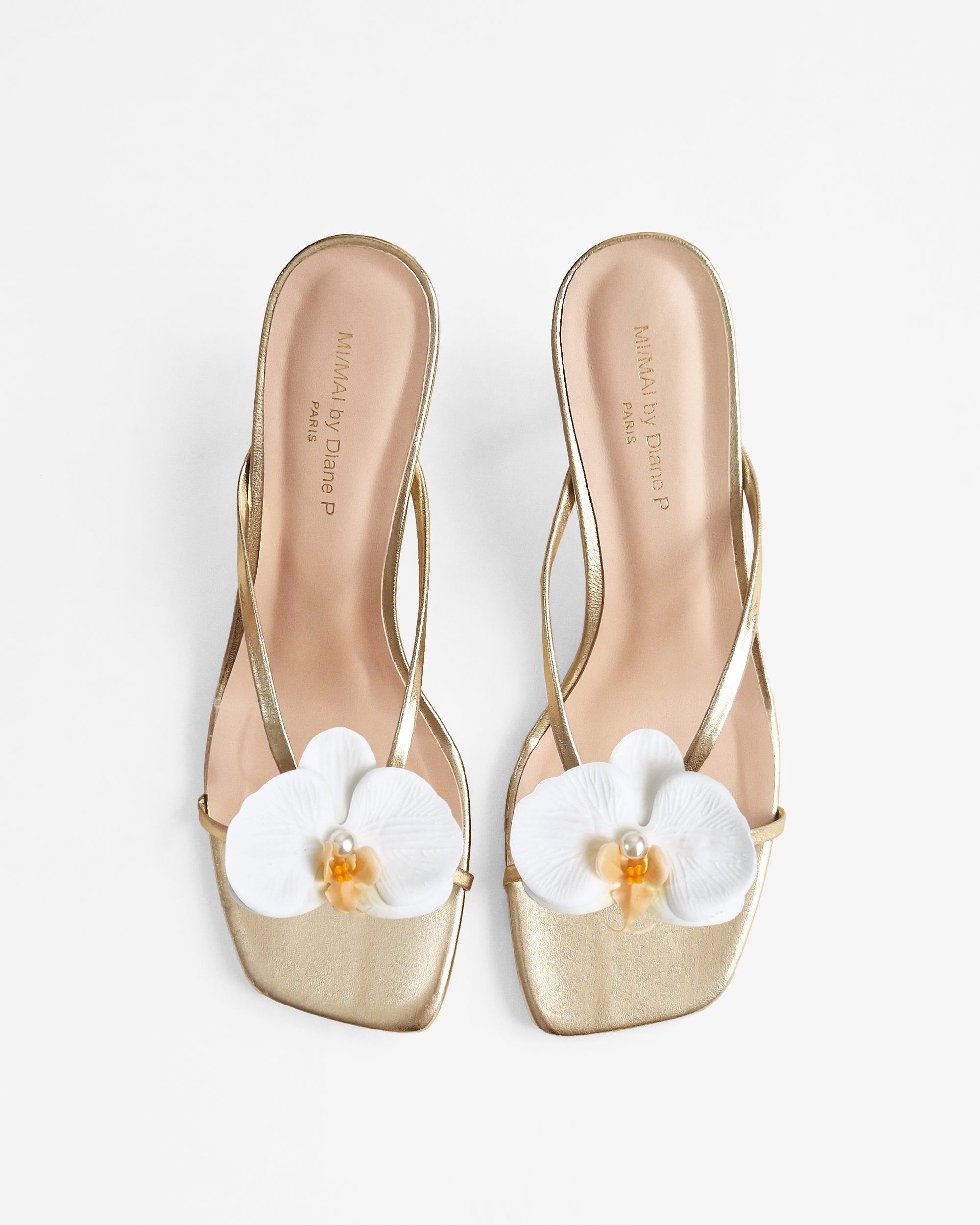 Mules à brides en cuir doré et accessoires interchangeables Lagos Gold