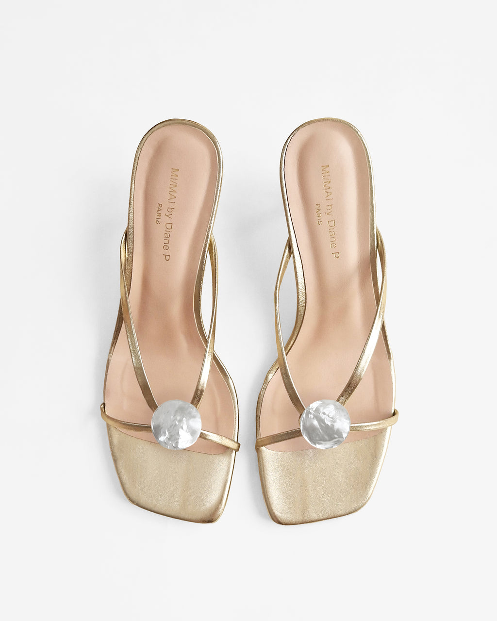 Mules à brides en cuir doré et accessoires interchangeables Lagos Gold