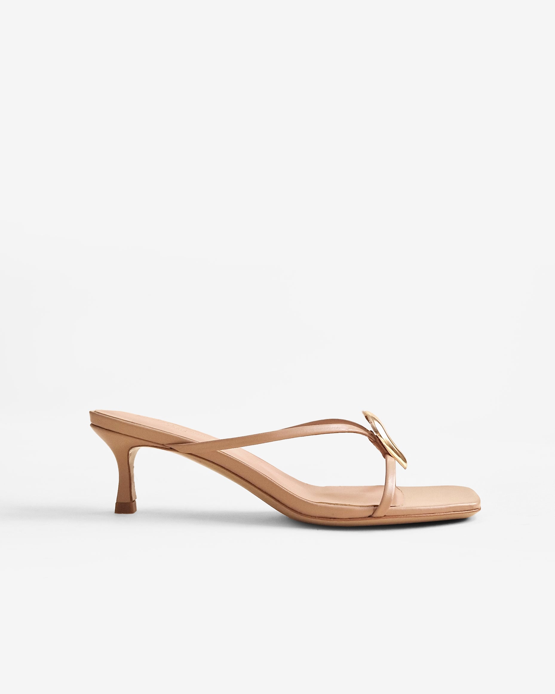 Mules à brides en cuir doré et accessoires interchangeables Lagos Nude