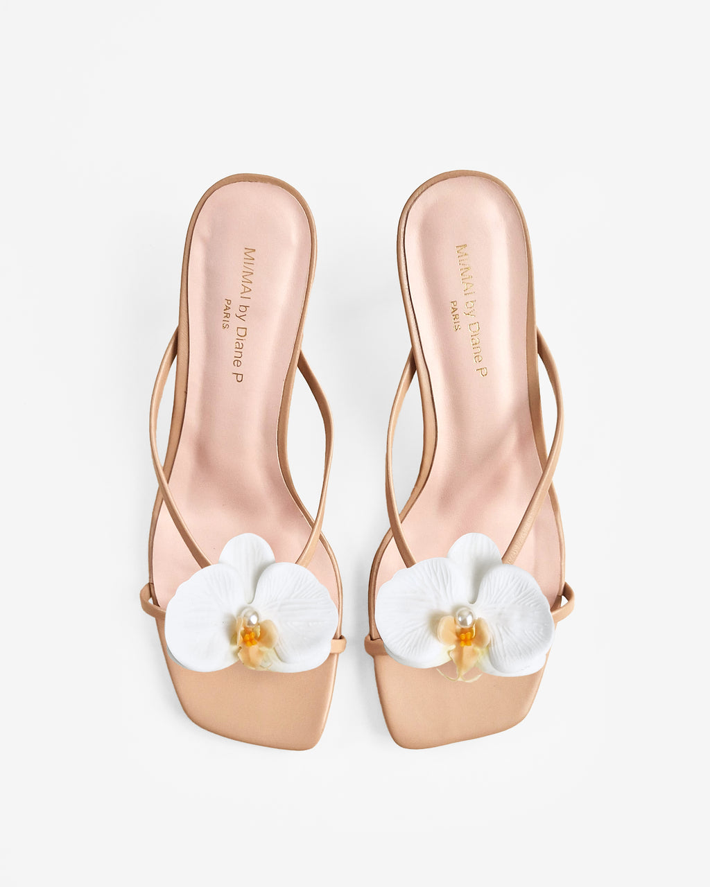 Mules à brides en cuir doré et accessoires interchangeables Lagos Nude