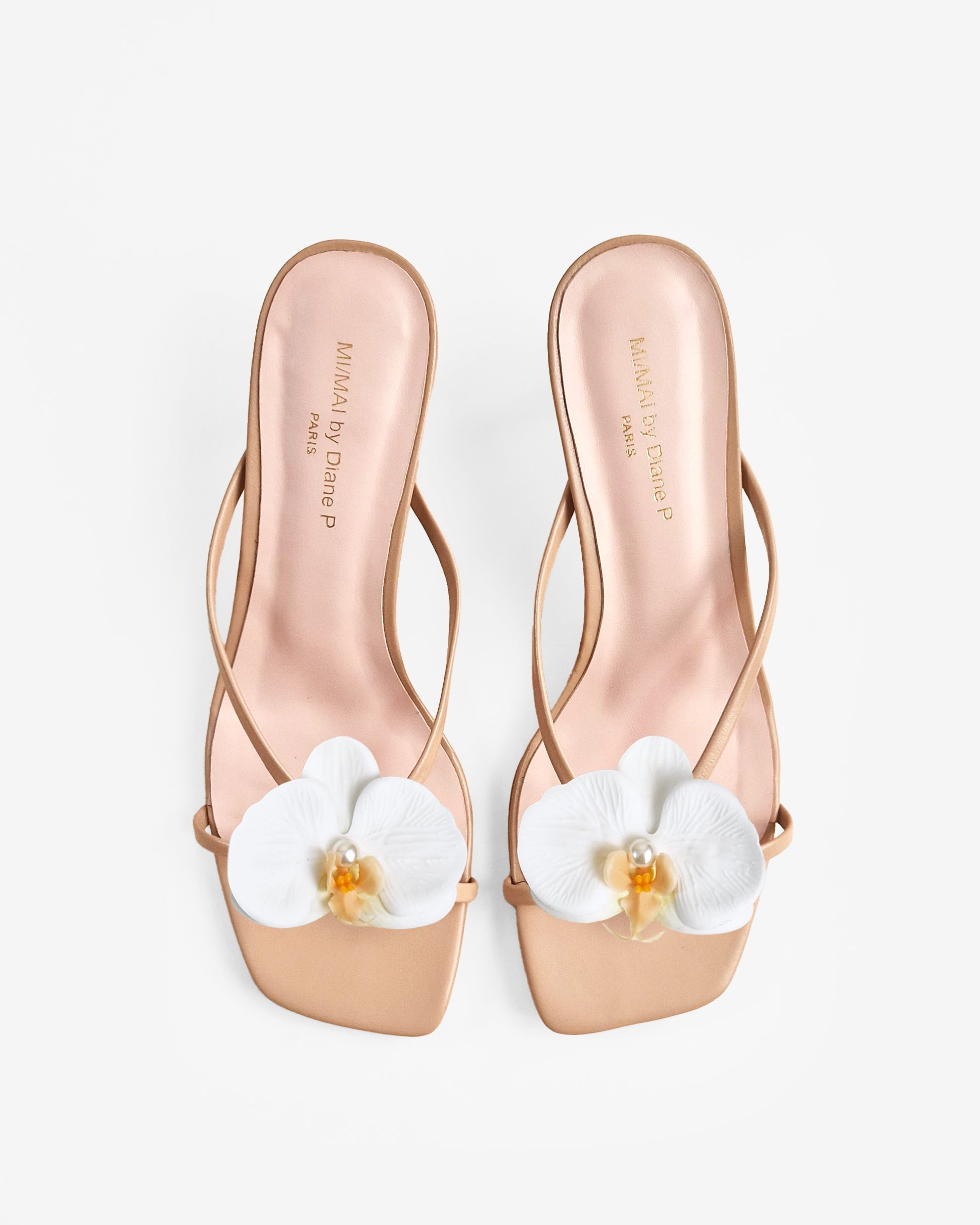 Mules à brides en cuir doré et accessoires interchangeables Lagos Nude