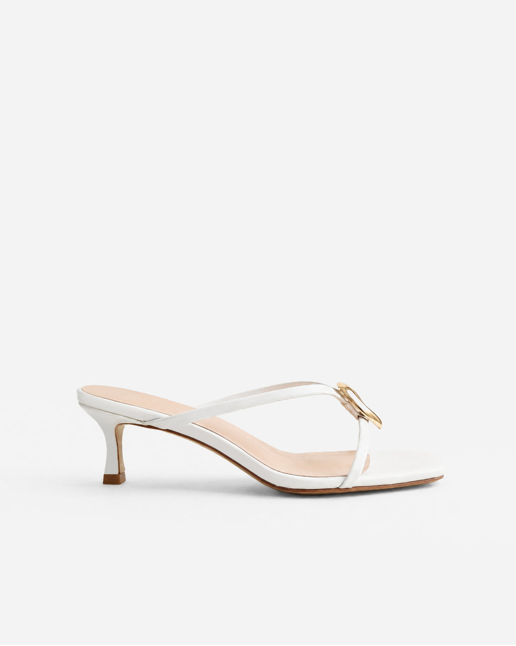 Mules à brides en cuir doré et accessoires interchangeables Lagos White