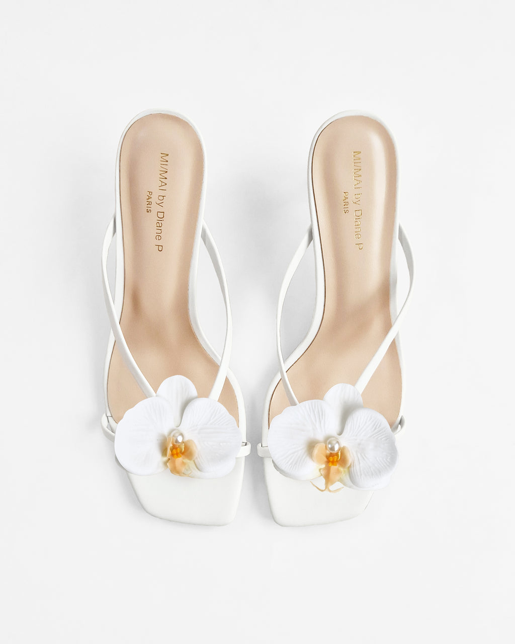 Mules à brides en cuir doré et accessoires interchangeables Lagos White
