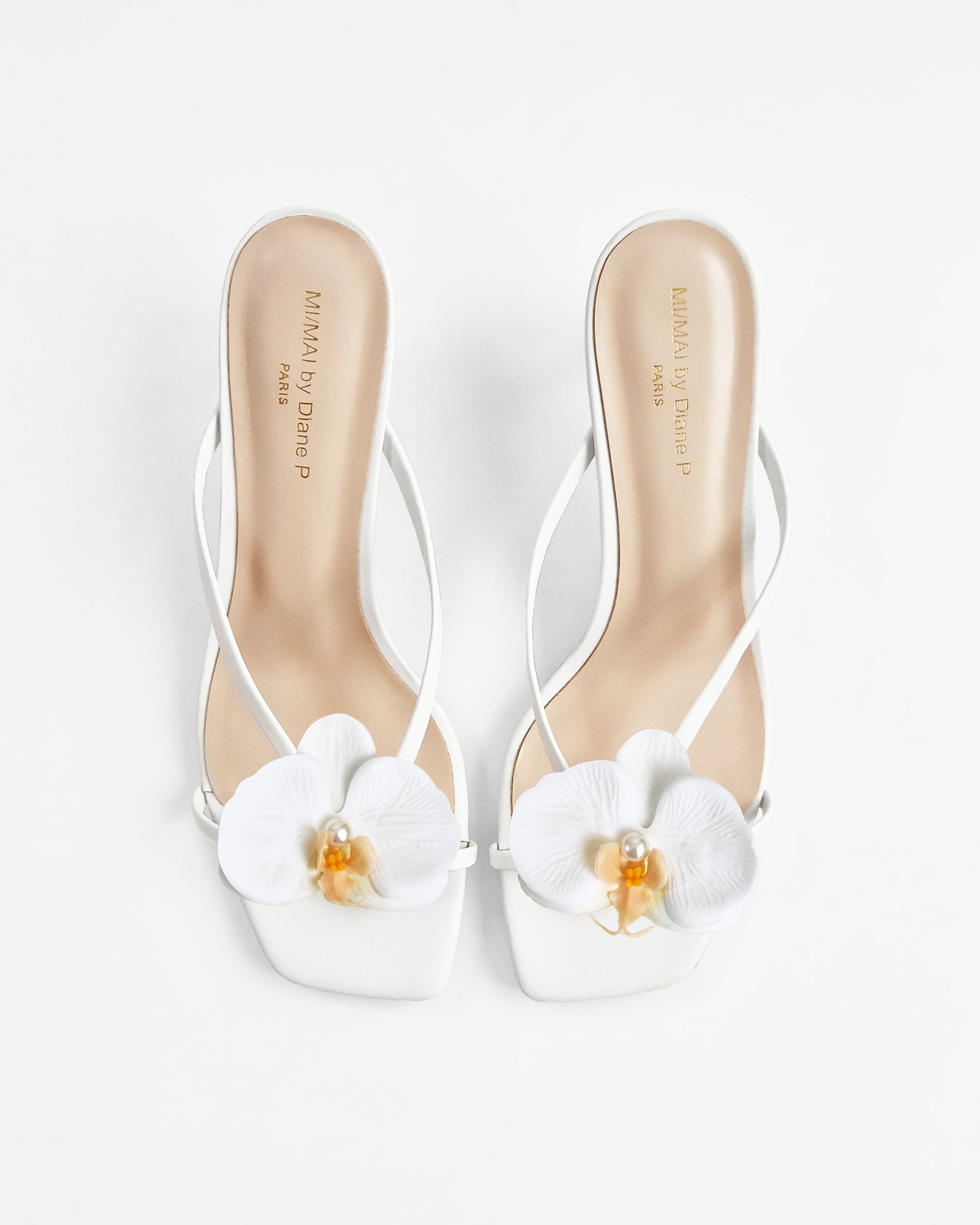 Mules à brides en cuir doré et accessoires interchangeables Lagos White