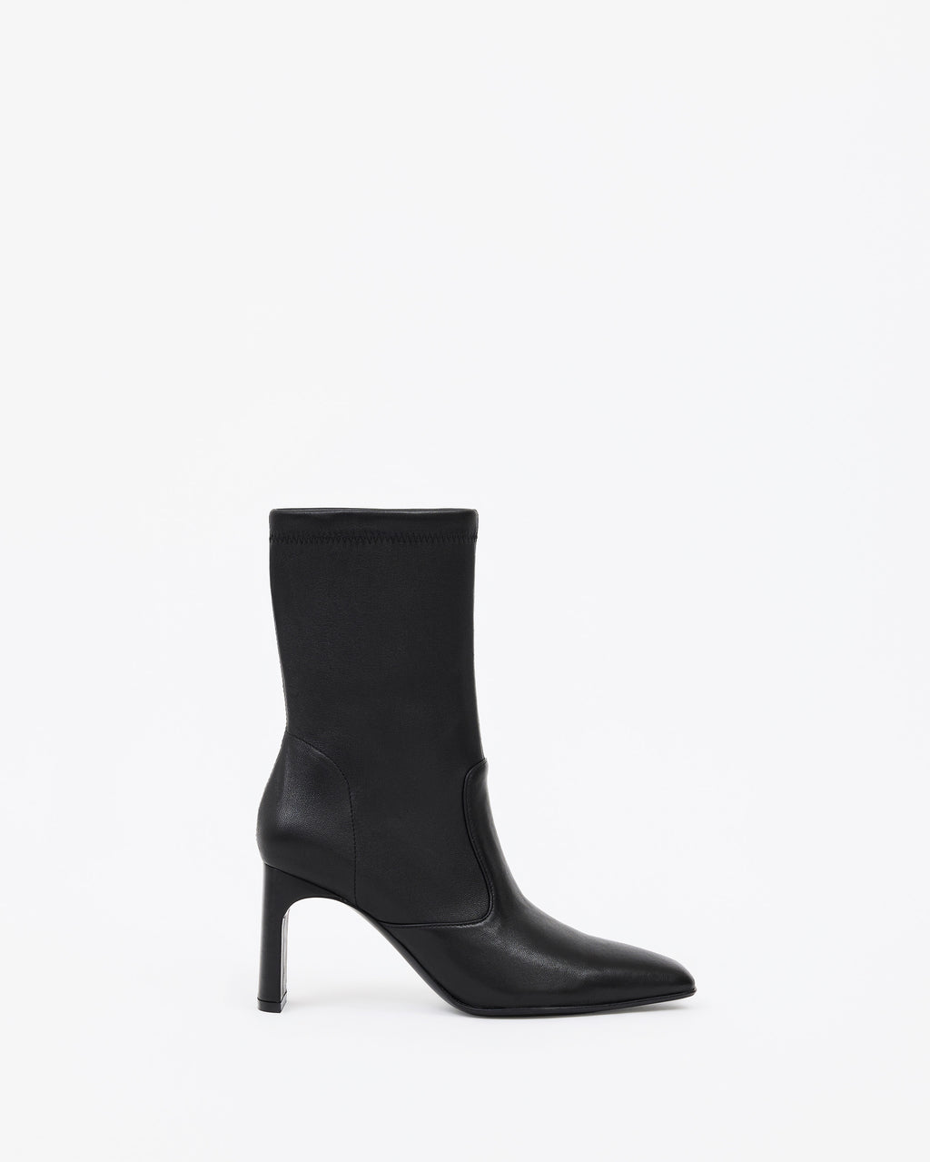 Bottines en cuir stretch noir à talon et bout effilé Verner Black