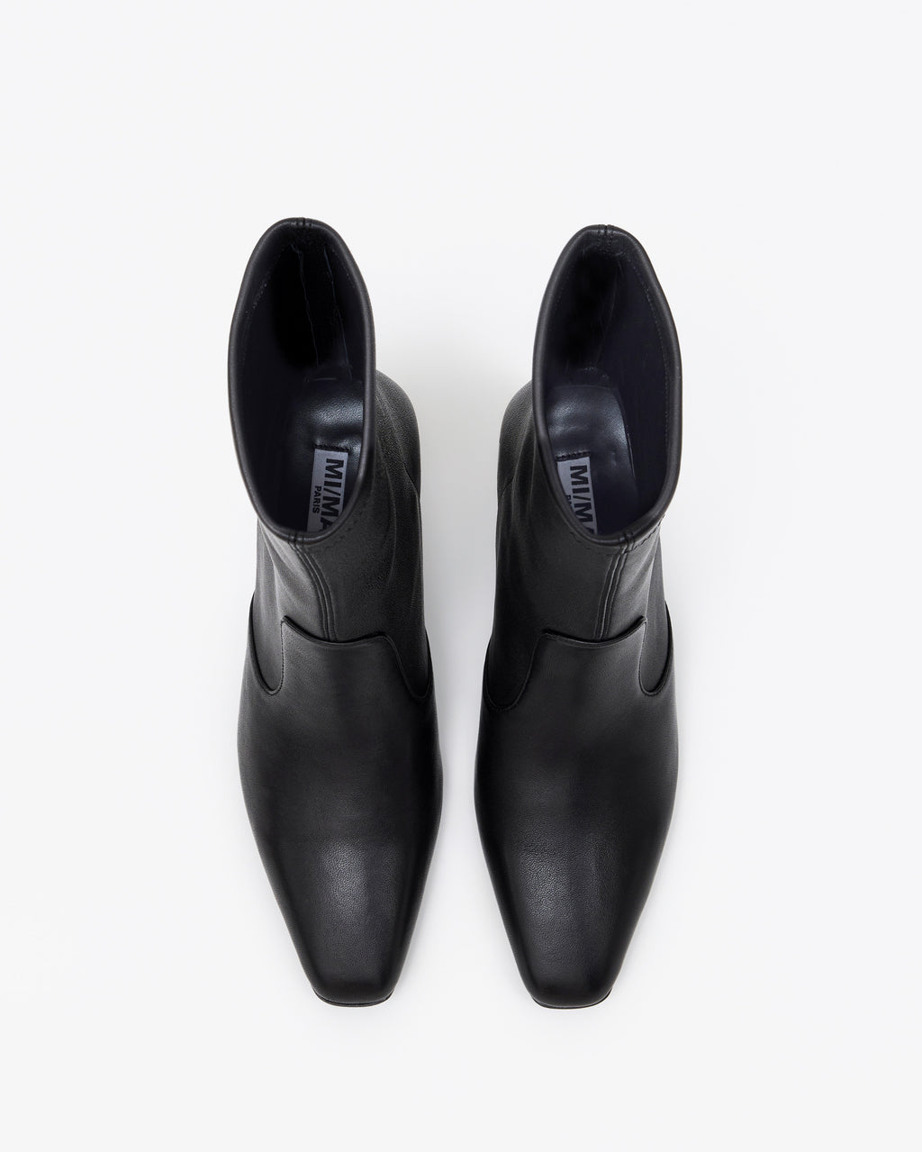 Bottines en cuir stretch noir à talon et bout effilé Verner Black