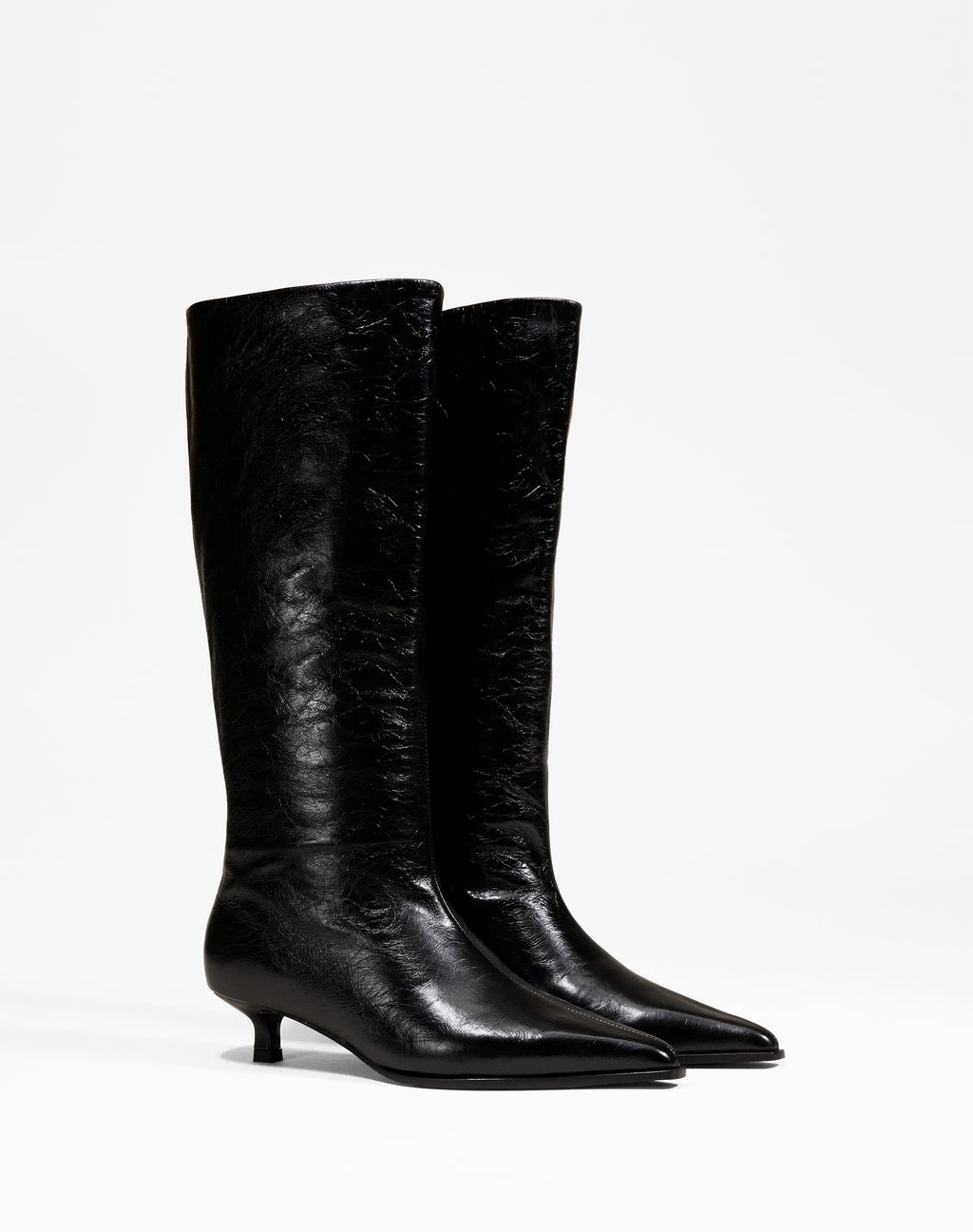 BOTTES A PETIT TALON ET BOUT POINTU VIVIENNE CRINKLED
