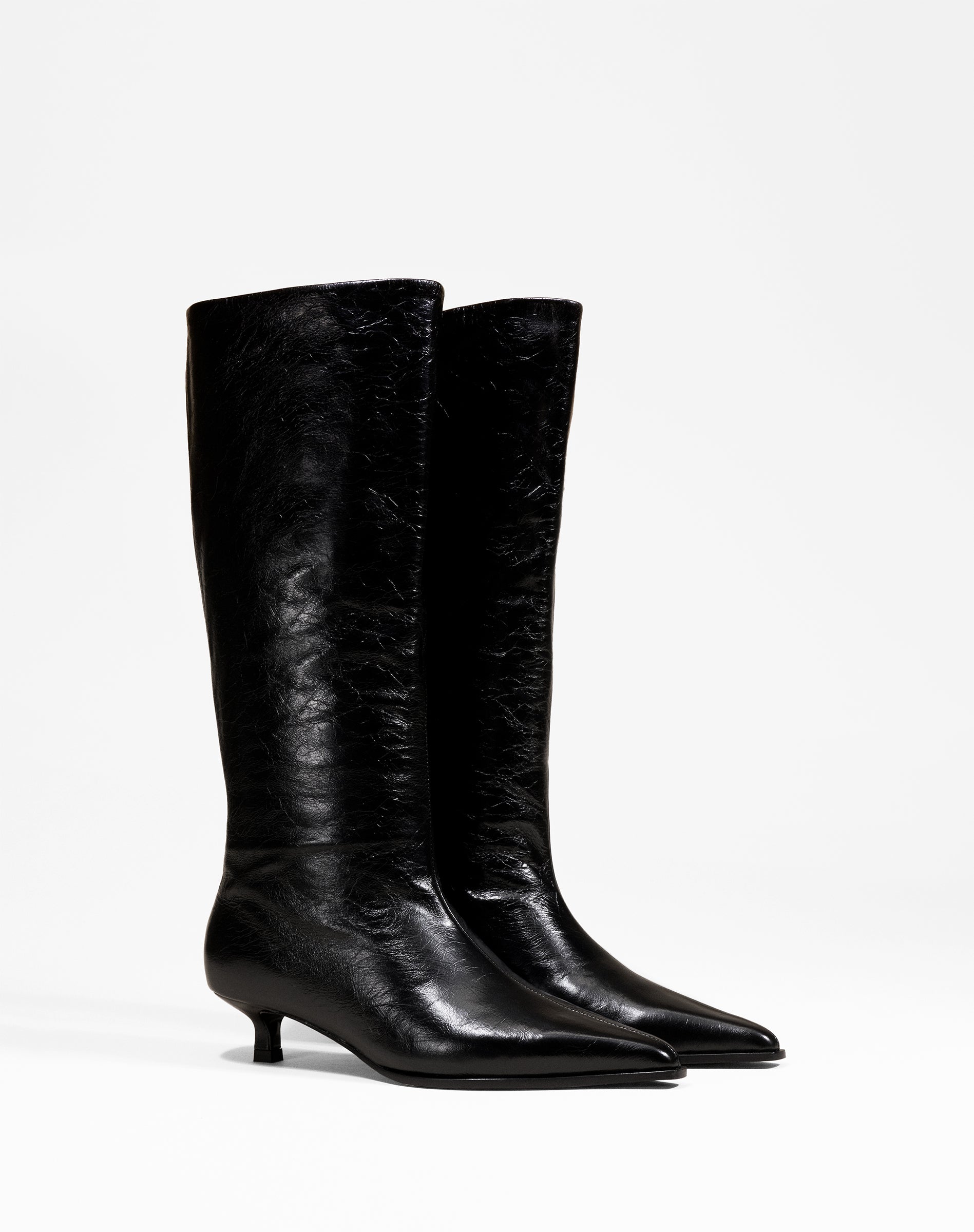 BOTTES A PETIT TALON ET BOUT POINTU VIVIENNE CRINKLED