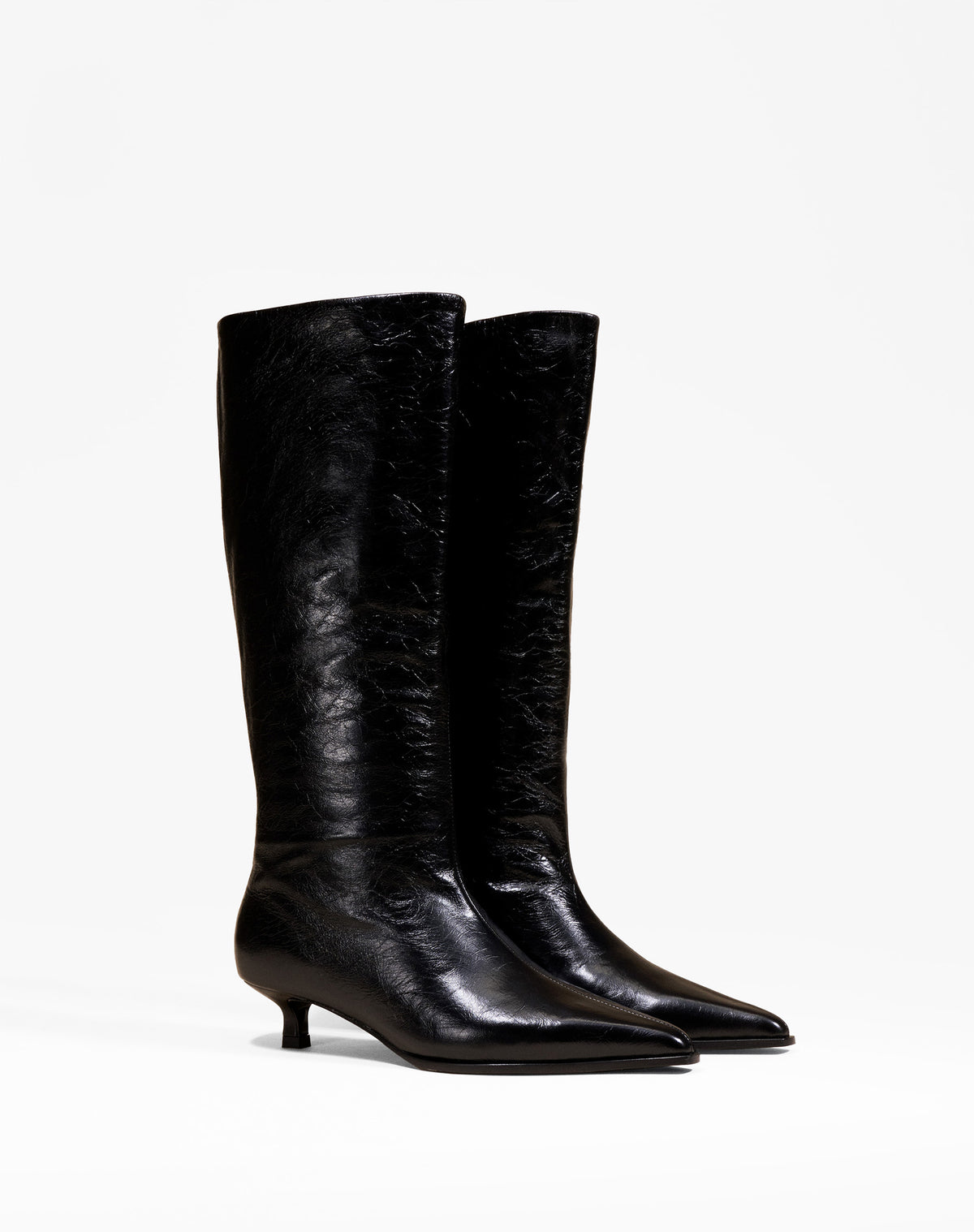 VIVIENNE CRINKLED SHOES WITH A SMALL HEEL AND POINTED TOE