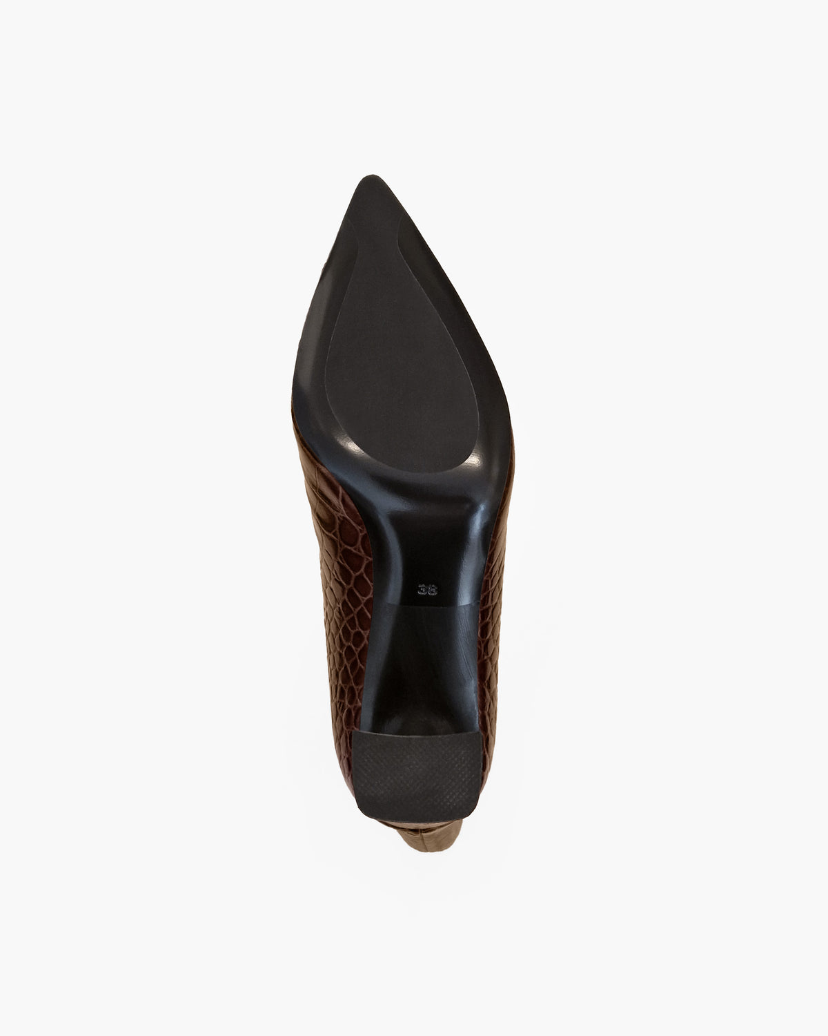 CHOCOLATE CROCODILE FASHION BOOTS WITH HIGH BLOCK HEEL WASSILY CHOCOLATE CROC
